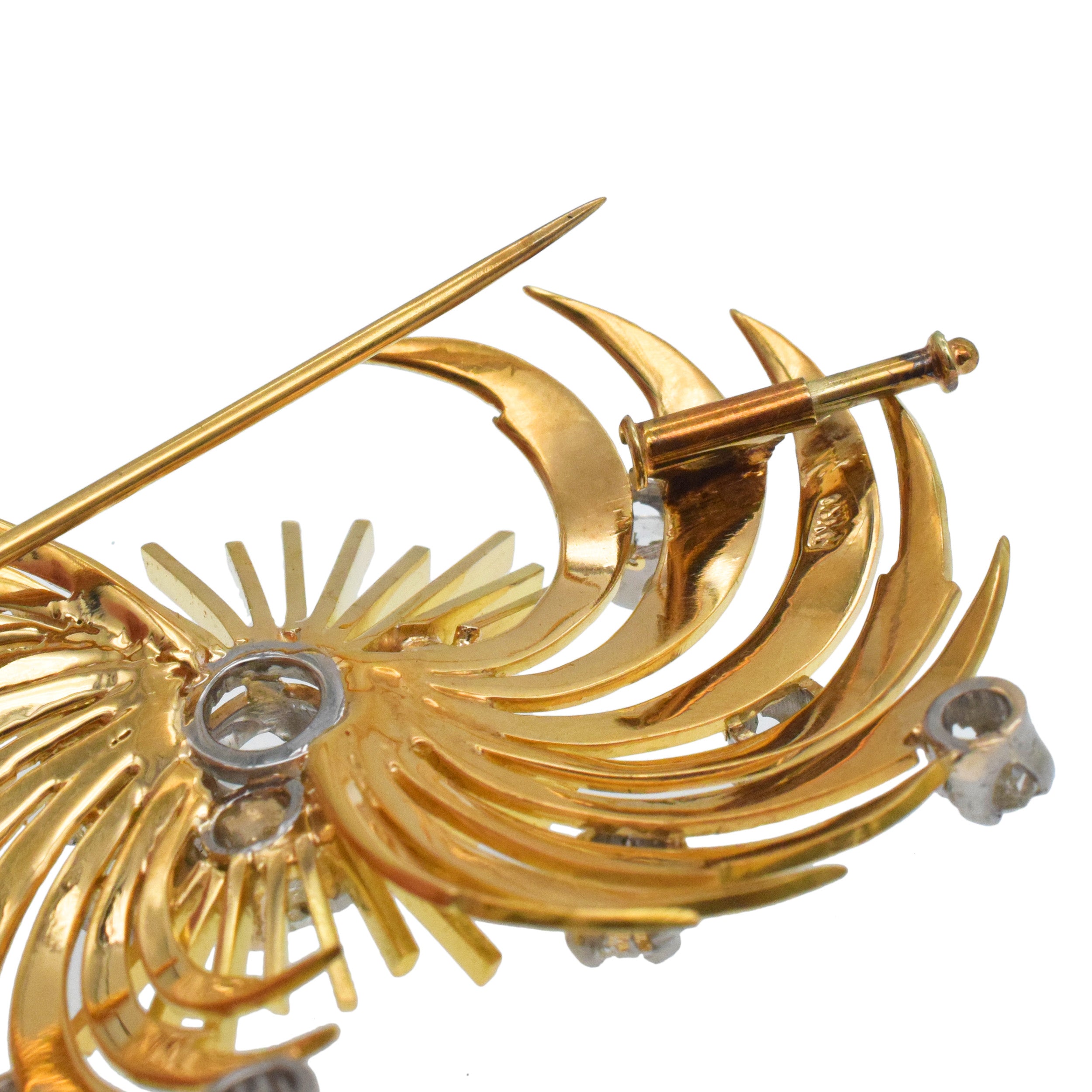 Garrard&Co. Vintage 18k Yellow Gold And Diamond Earrings And Brooch Set