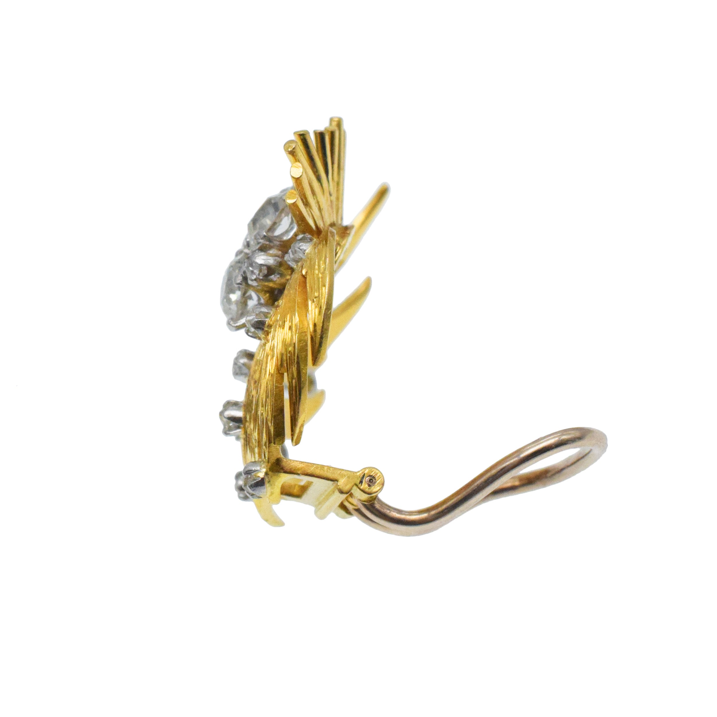 Garrard&Co. Vintage 18k Yellow Gold And Diamond Earrings And Brooch Set