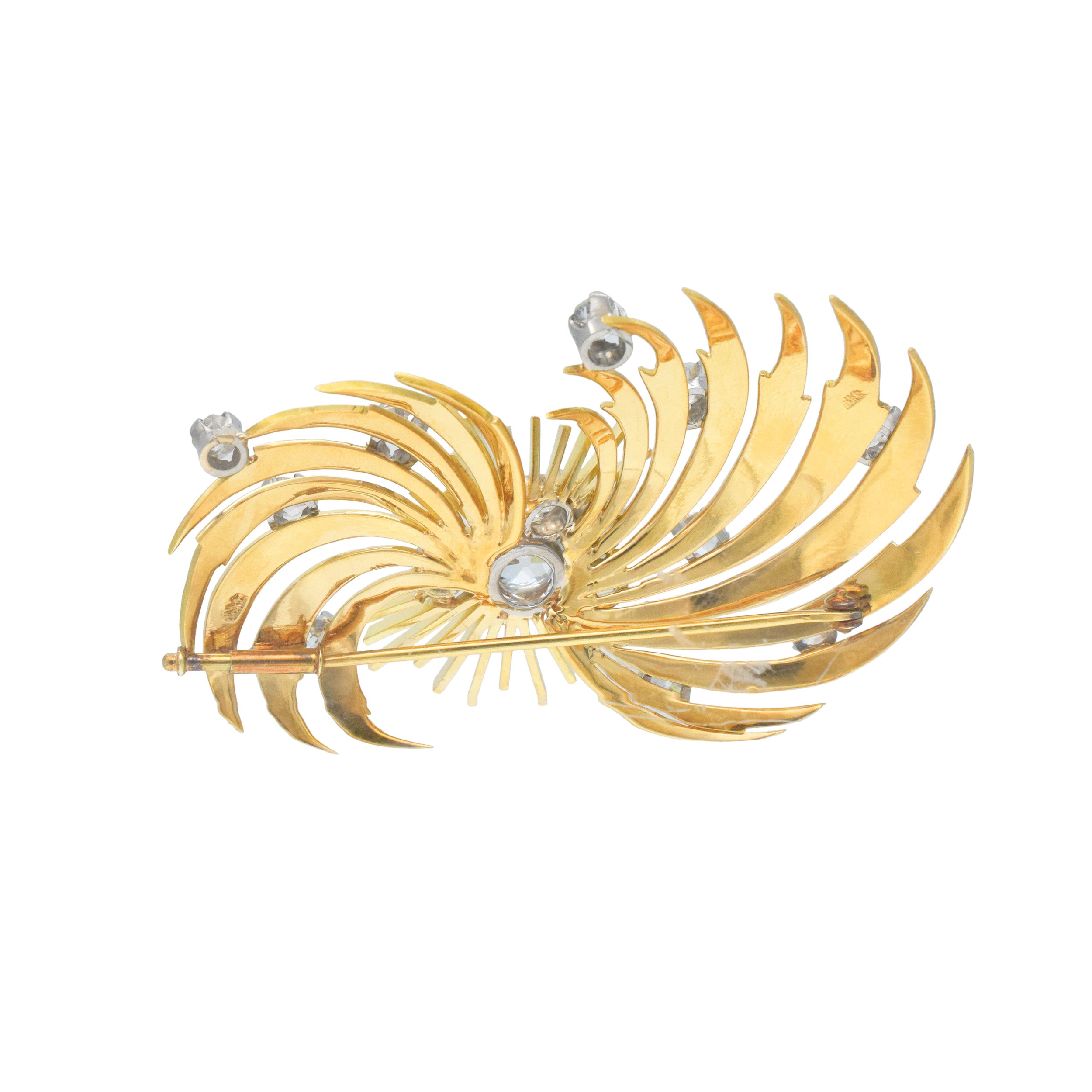 Garrard&Co. Vintage 18k Yellow Gold And Diamond Earrings And Brooch Set
