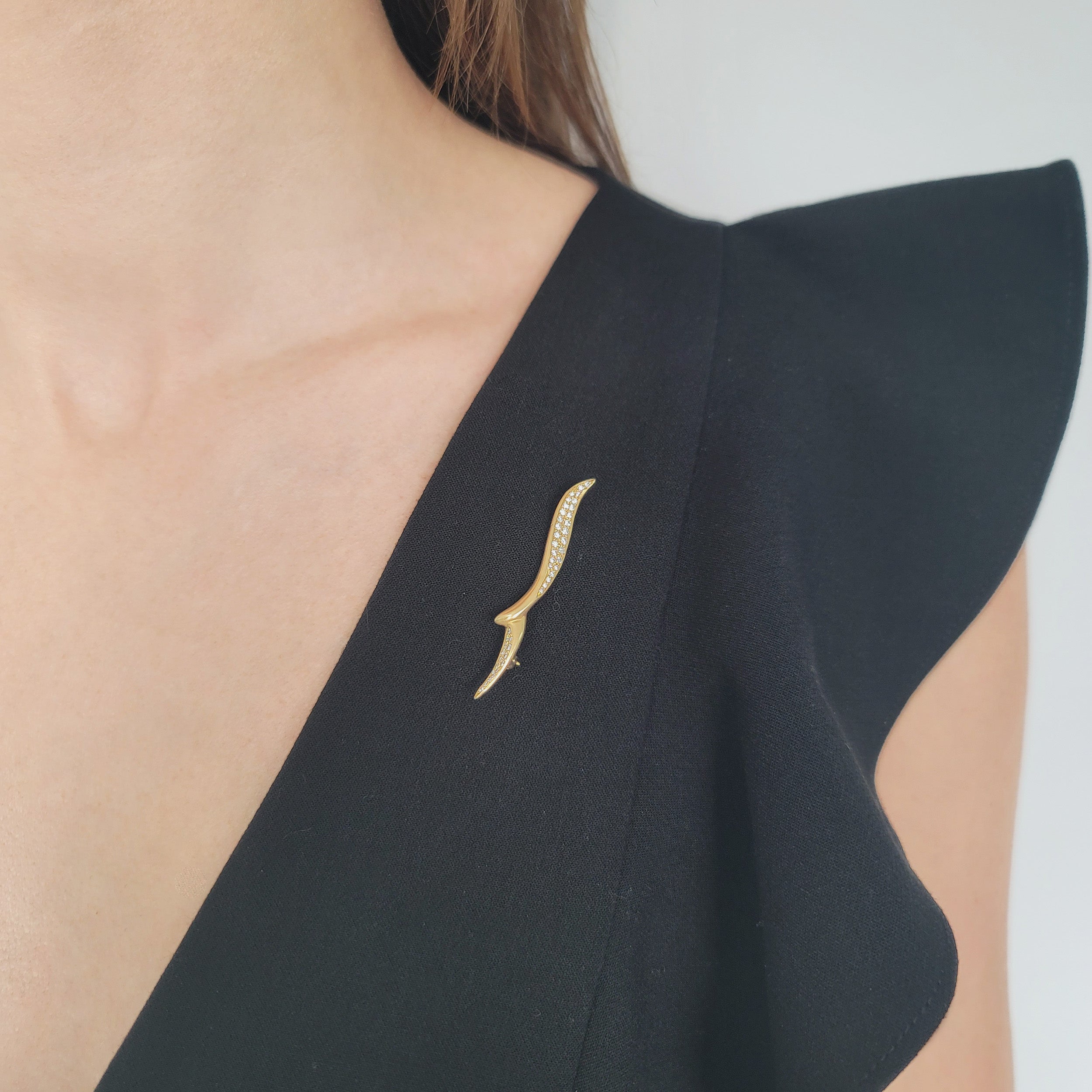 Angela Cummings Diamond Seagull Brooch In 18k Yellow Gold
