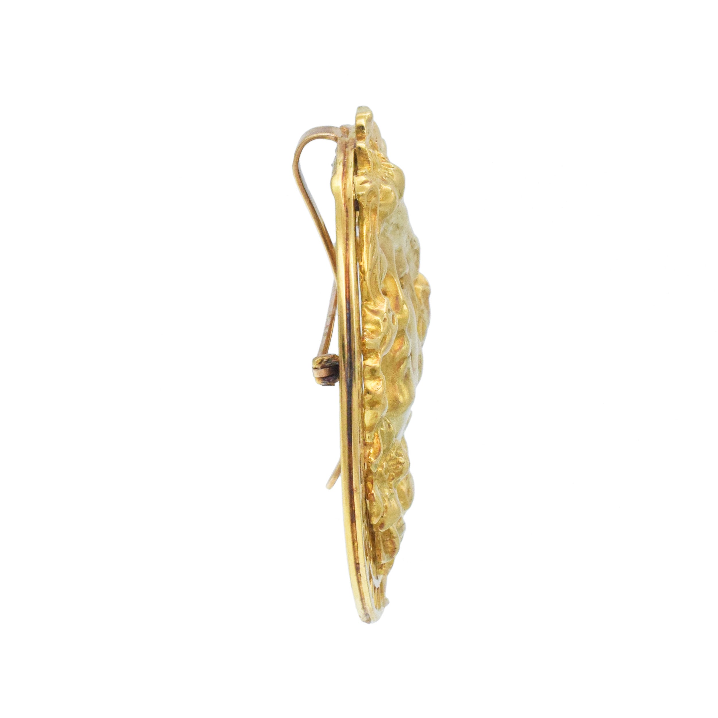 Retro 18k Yellow Gold And Diamond Venus Pendant / Brooch In 18k Yellow Gold