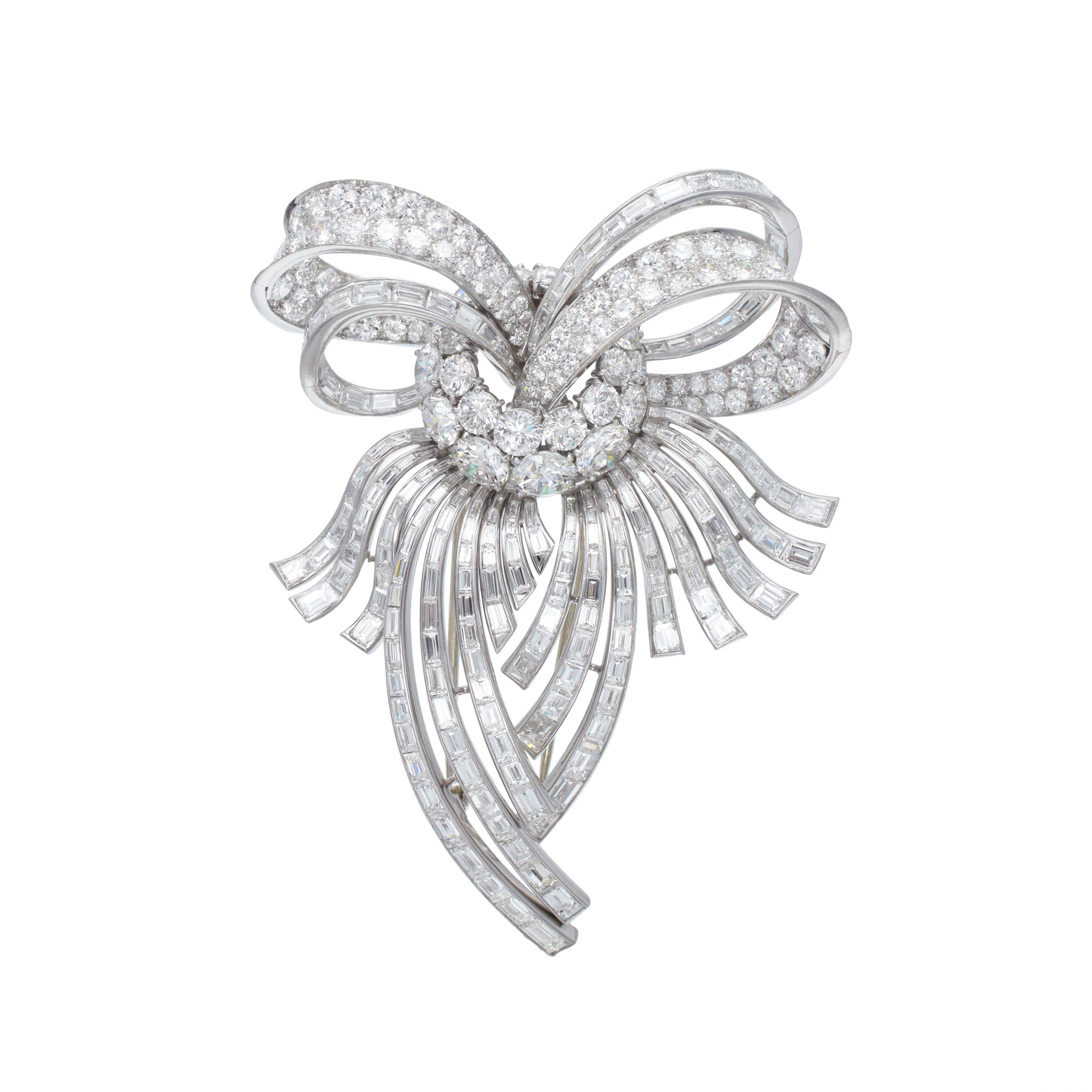 Harry Winston Vintage Diamond Bow Brooch In Platinum