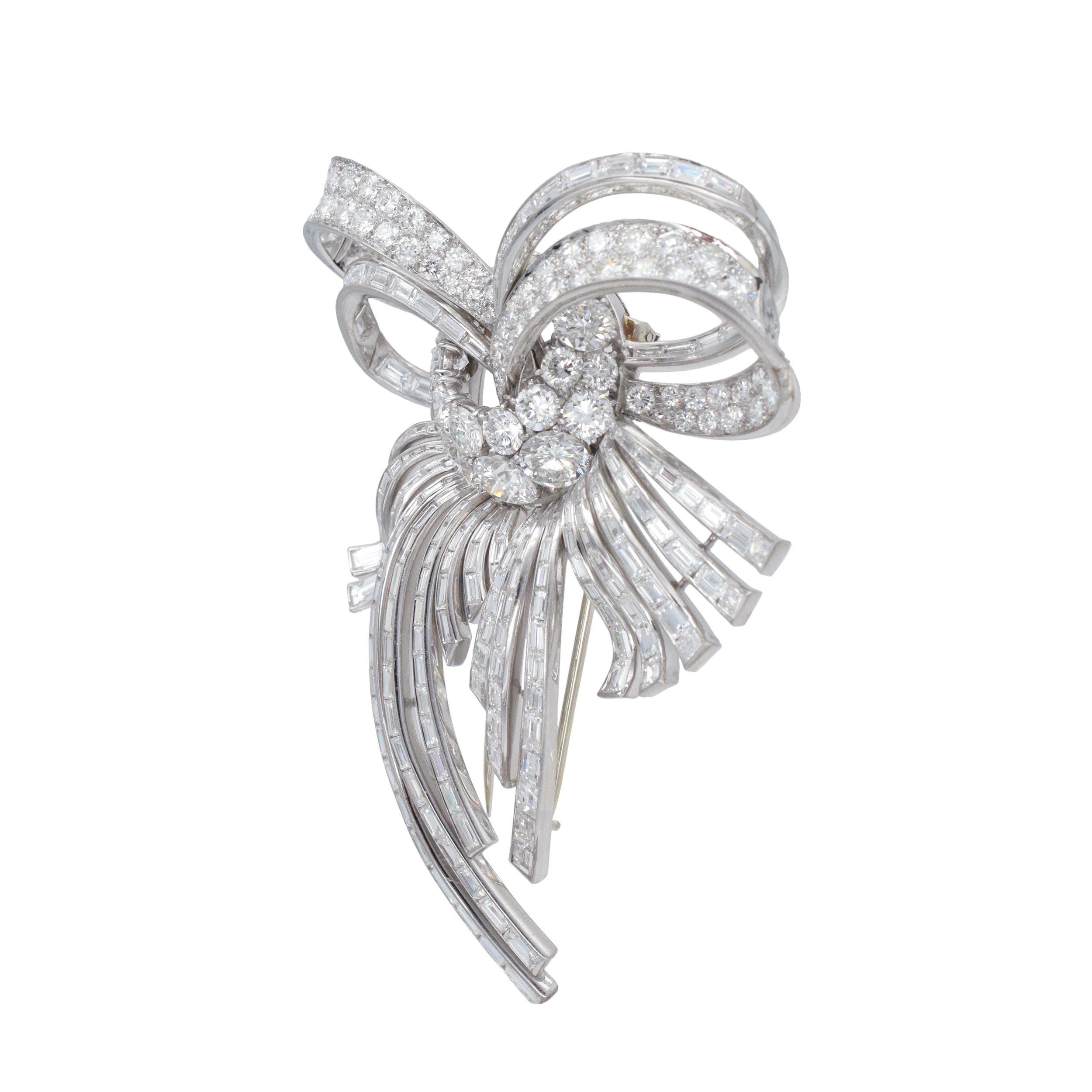 Harry Winston Vintage Diamond Bow Brooch In Platinum