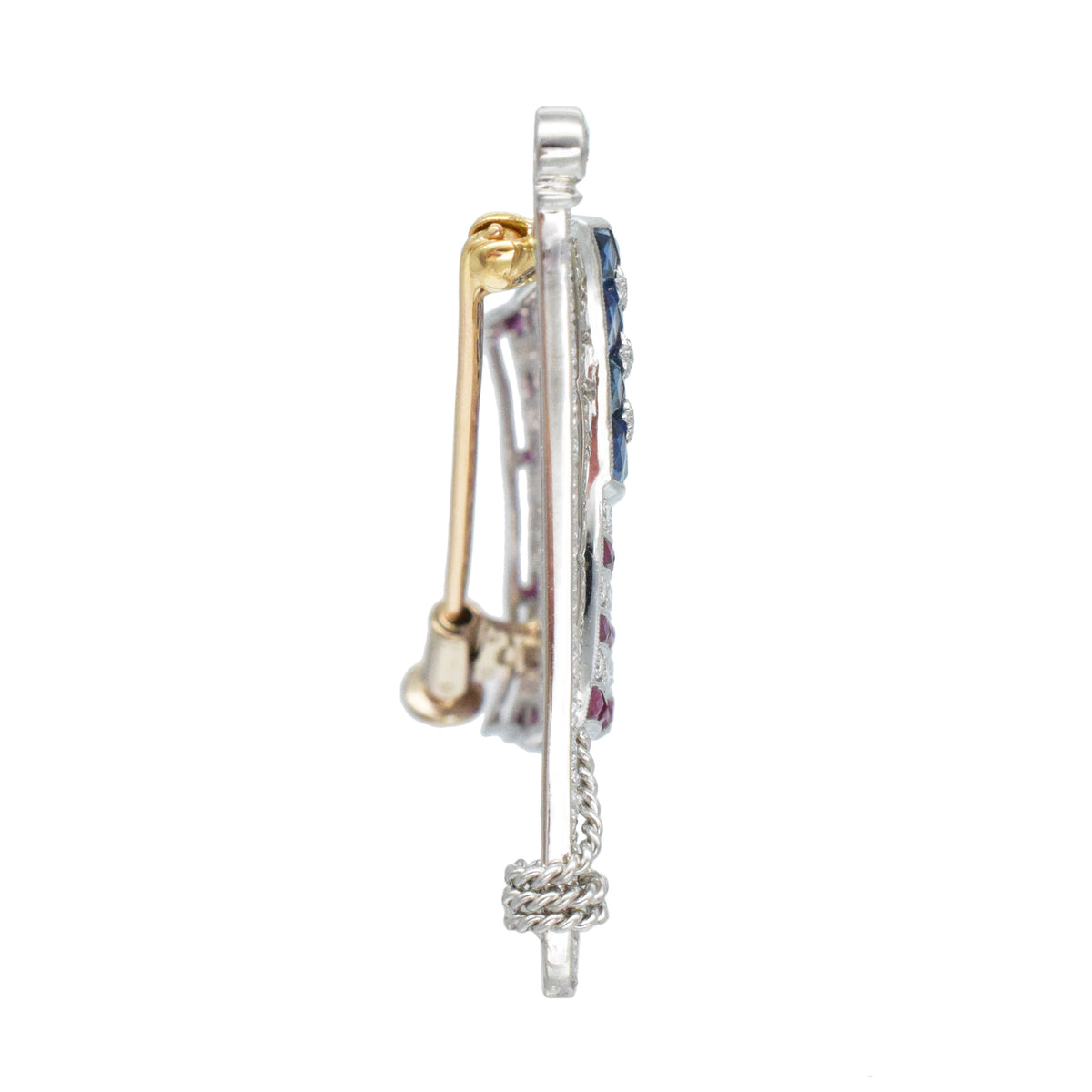 American flag Diamond, Sapphire & Ruby brooch in platinum