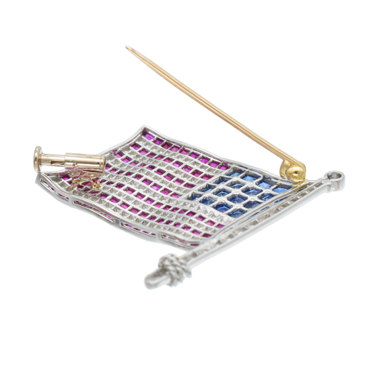 American flag Diamond, Sapphire & Ruby brooch in platinum