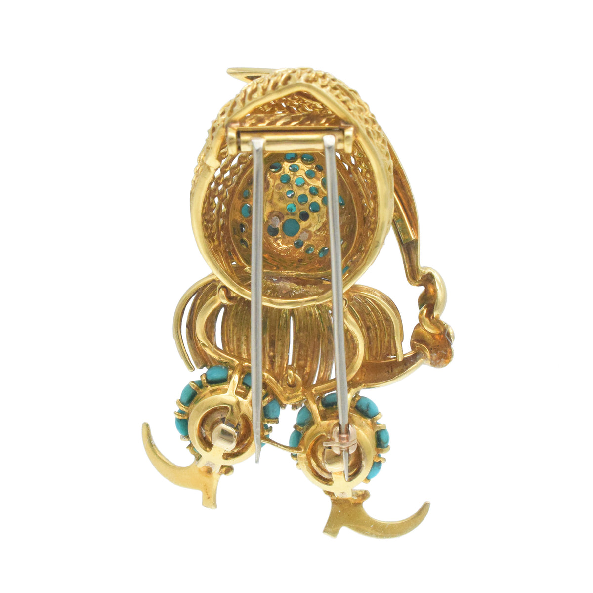 Tiffany & Co. Mystical Creature Turquoise, Sapphire, And Diamond Brooch Crafted In 18k Yellow Gold