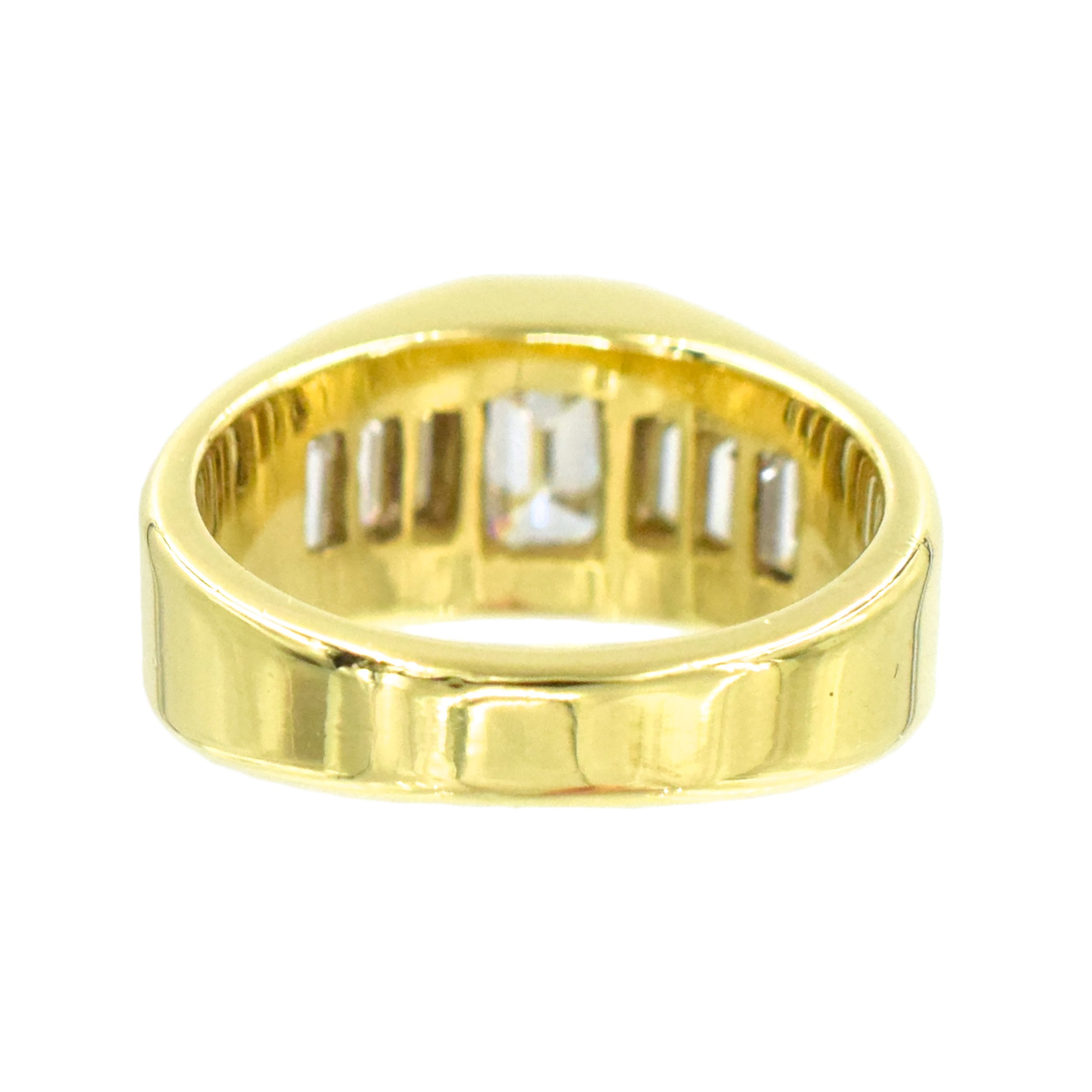 2.00ct Burnished Emerald Cut And Baguette Cut Diamond Ring In 18k Yellow Gold