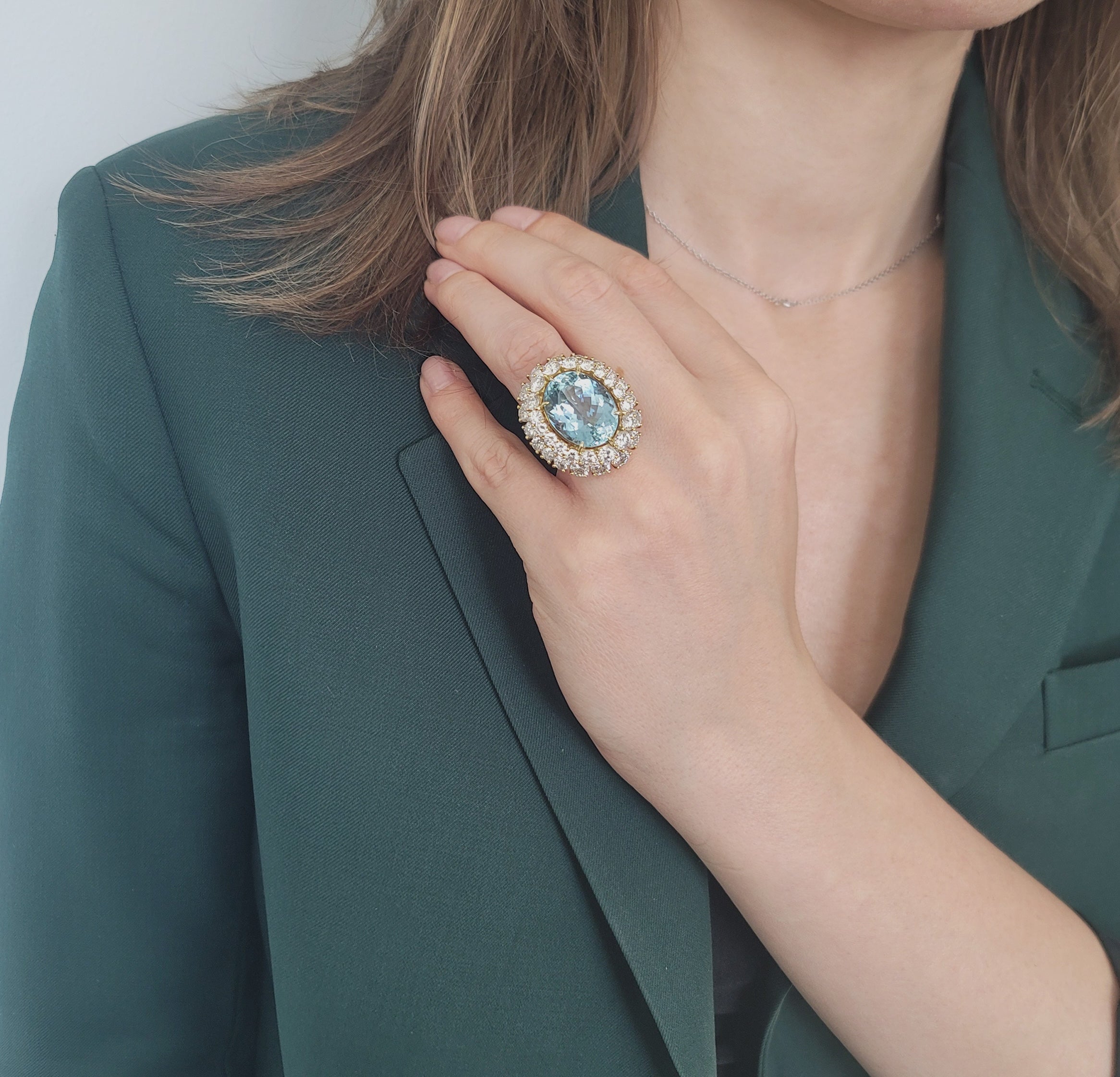 14.20ct Aquamarine & Diamond Ballerina Ring