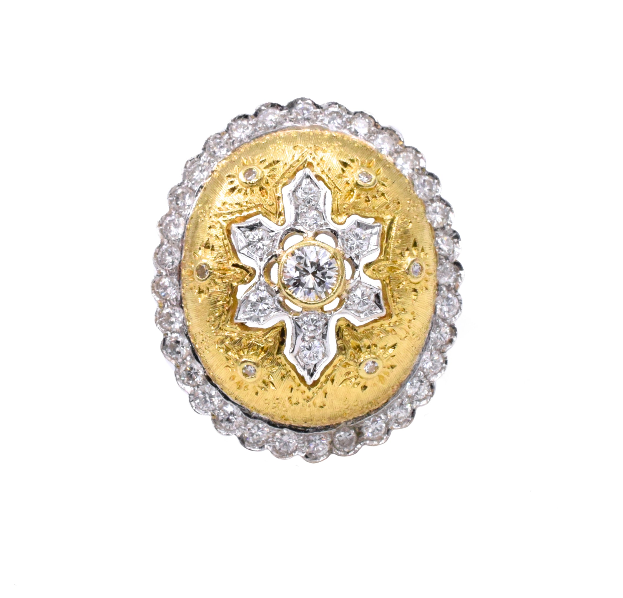 Diamond Cocktail Ring In 18k White & Yellow Gold