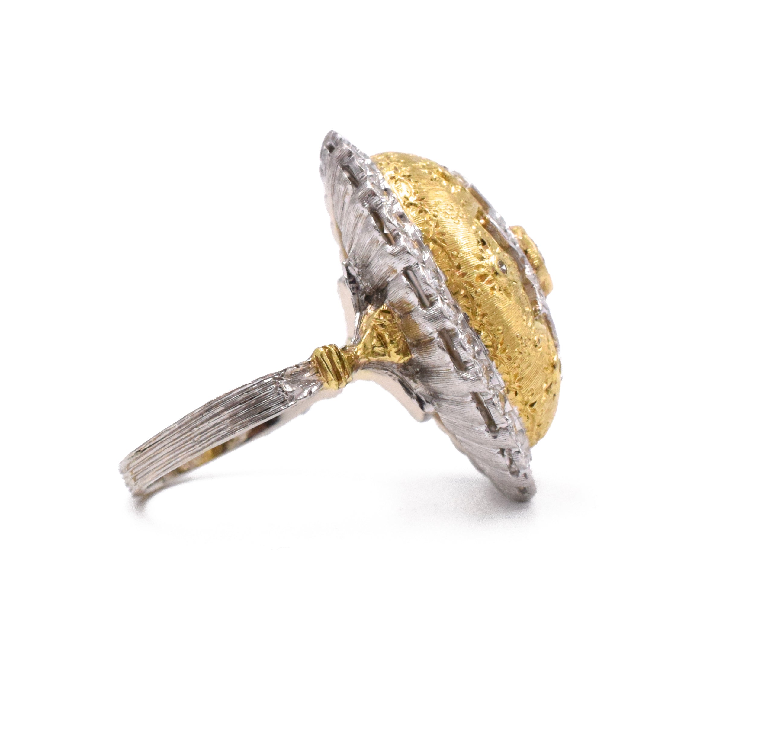 Diamond Cocktail Ring In 18k White & Yellow Gold