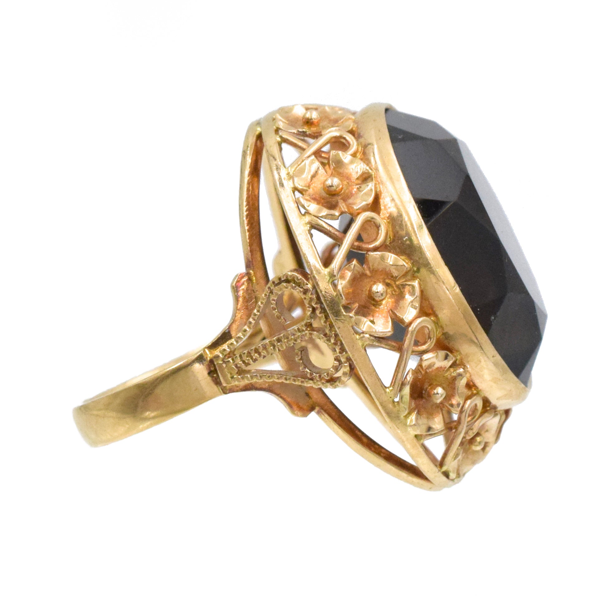 Vintage Smoky Quartz Cocktail Ring In 14kt Rose Gold