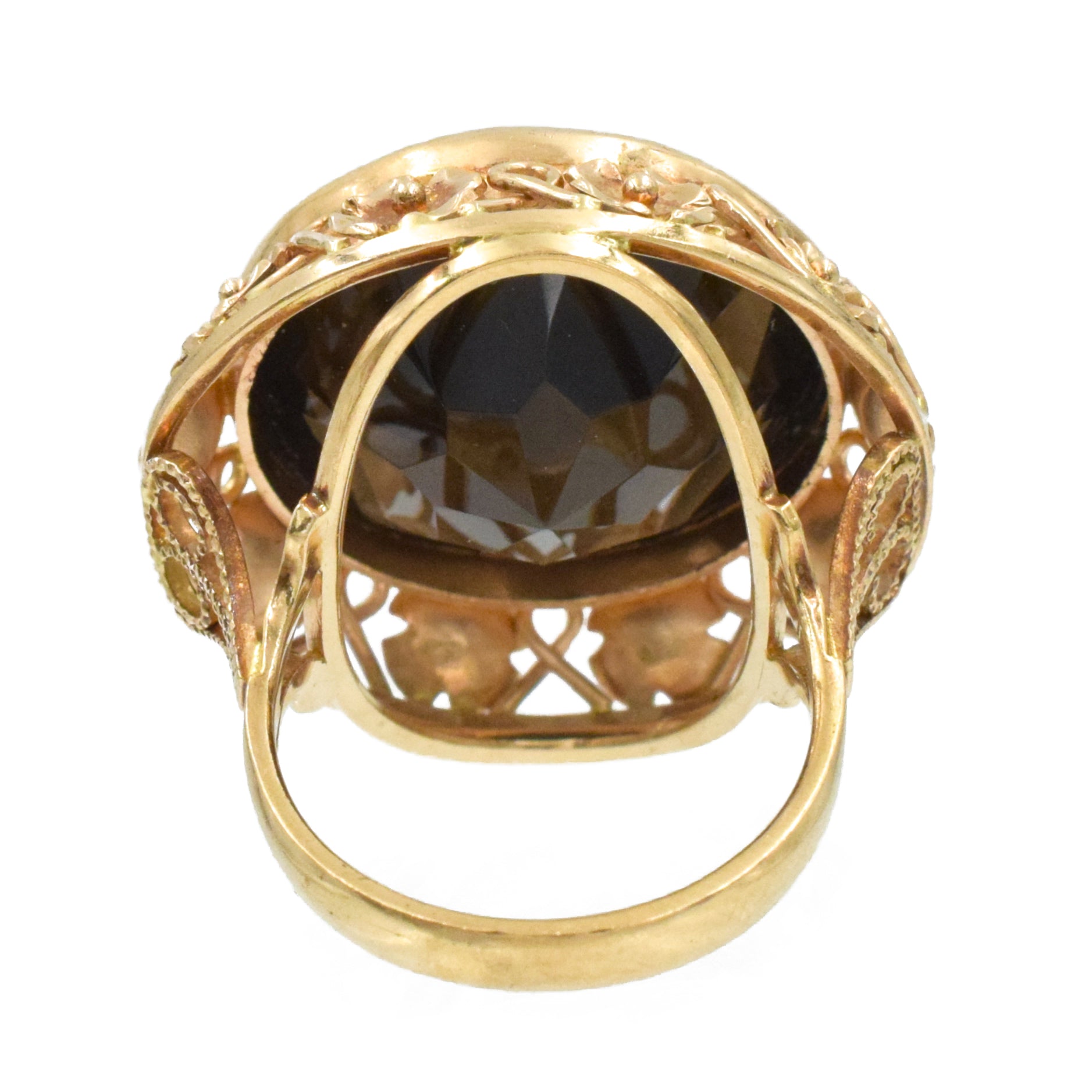 Vintage Smoky Quartz Cocktail Ring In 14kt Rose Gold