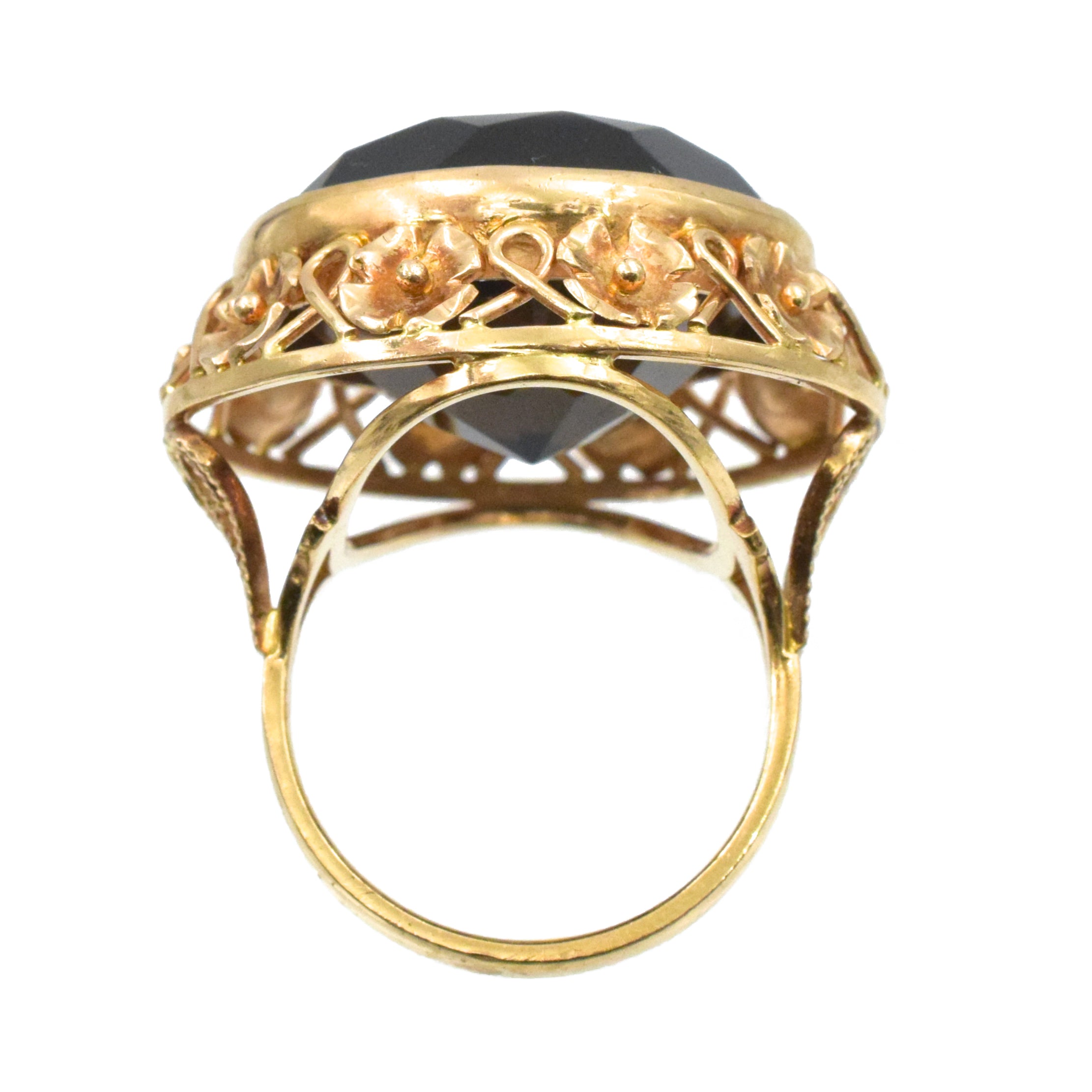 Vintage Smoky Quartz Cocktail Ring In 14kt Rose Gold