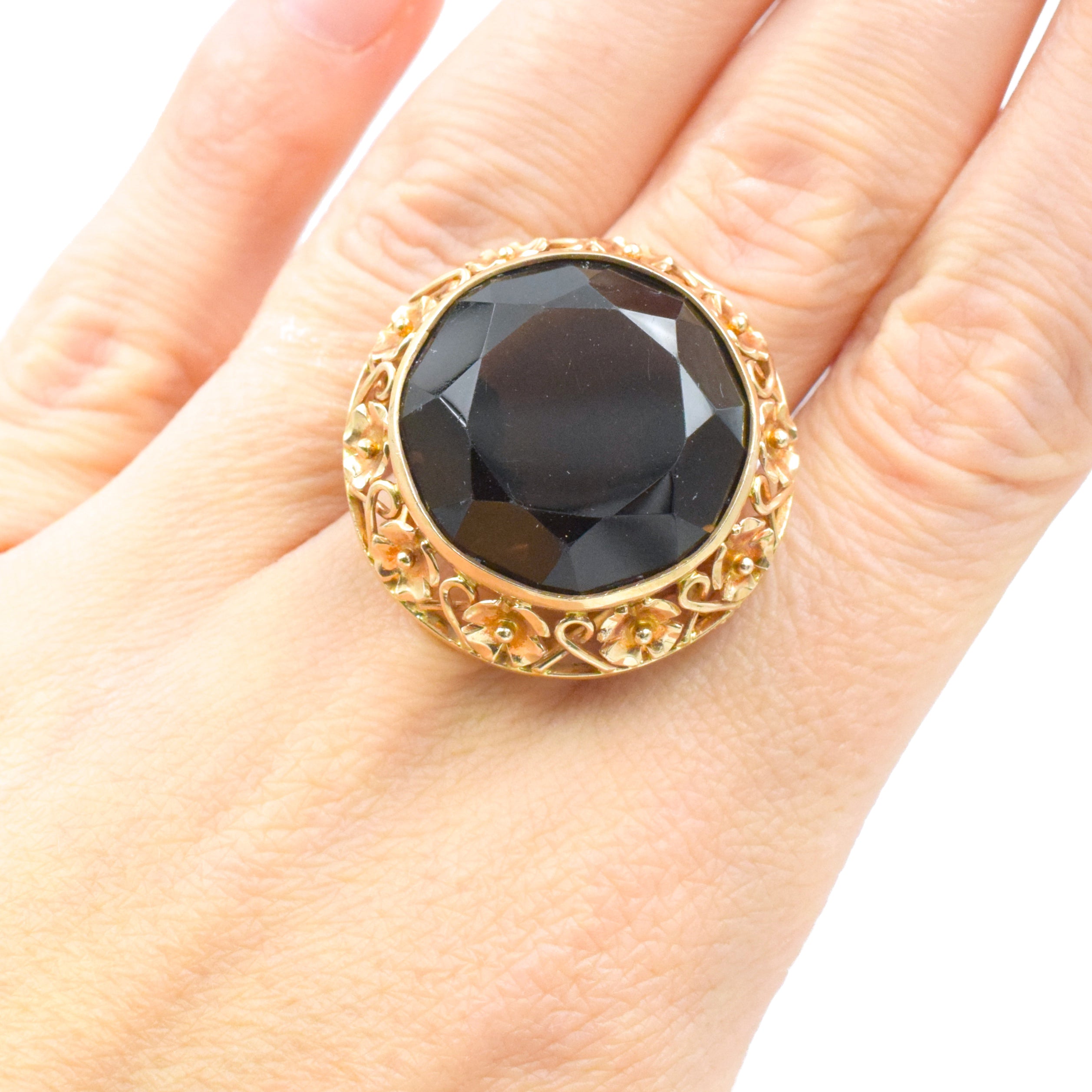 Vintage Smoky Quartz Cocktail Ring In 14kt Rose Gold