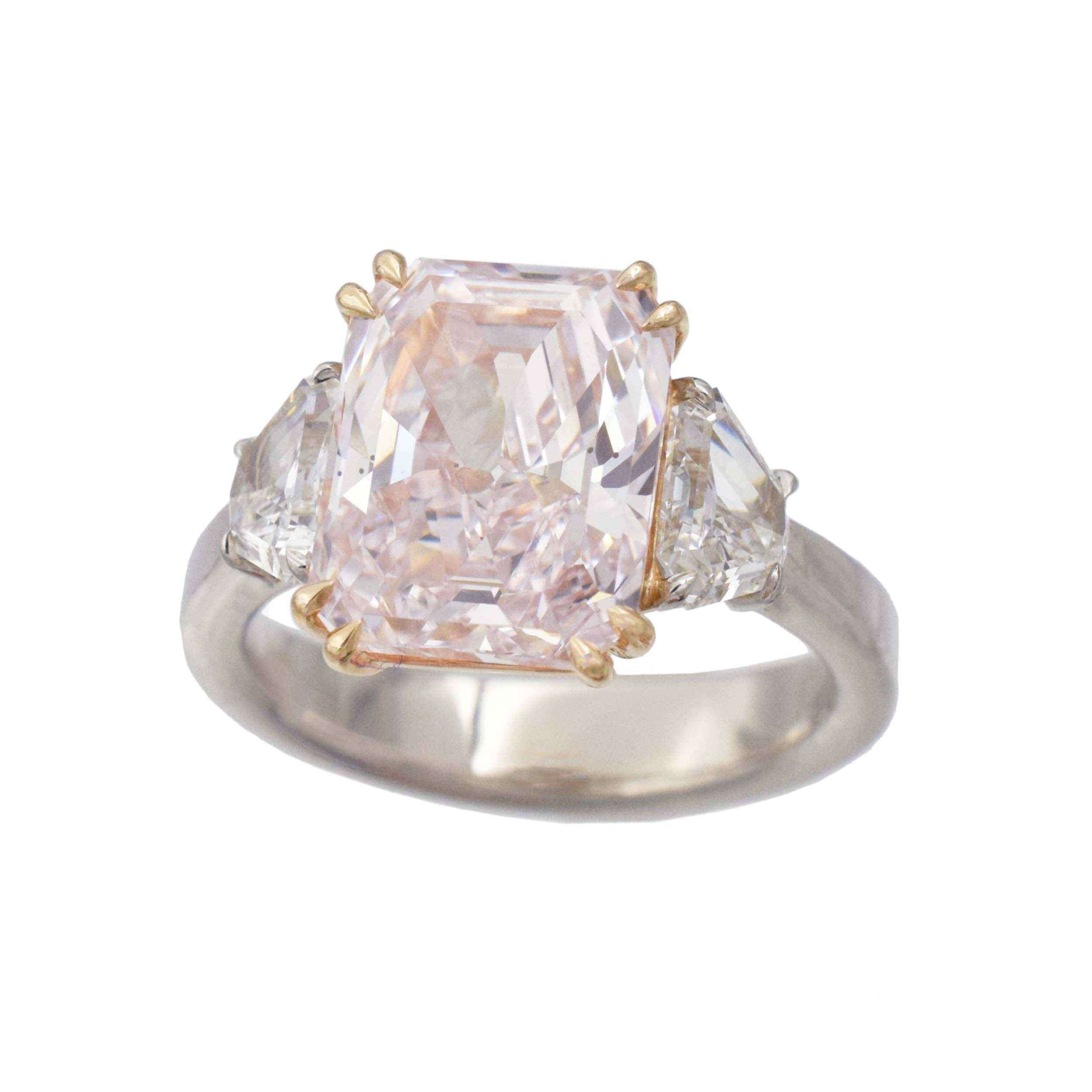 4.03ct Fancy Light Purplish Pink Diamond Ring In Platinum & 18k Rose Gold