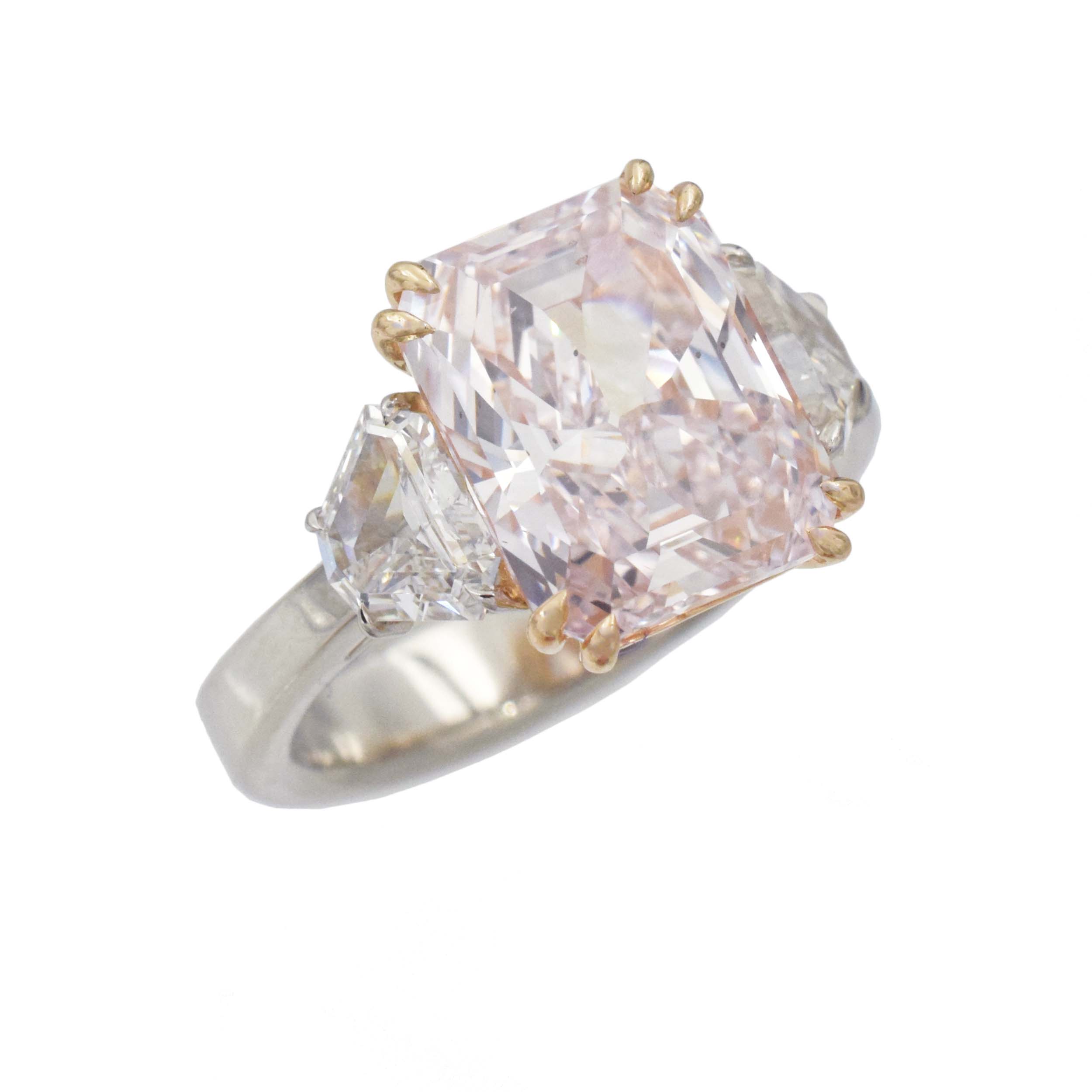 4.03ct Fancy Light Purplish Pink Diamond Ring In Platinum & 18k Rose Gold