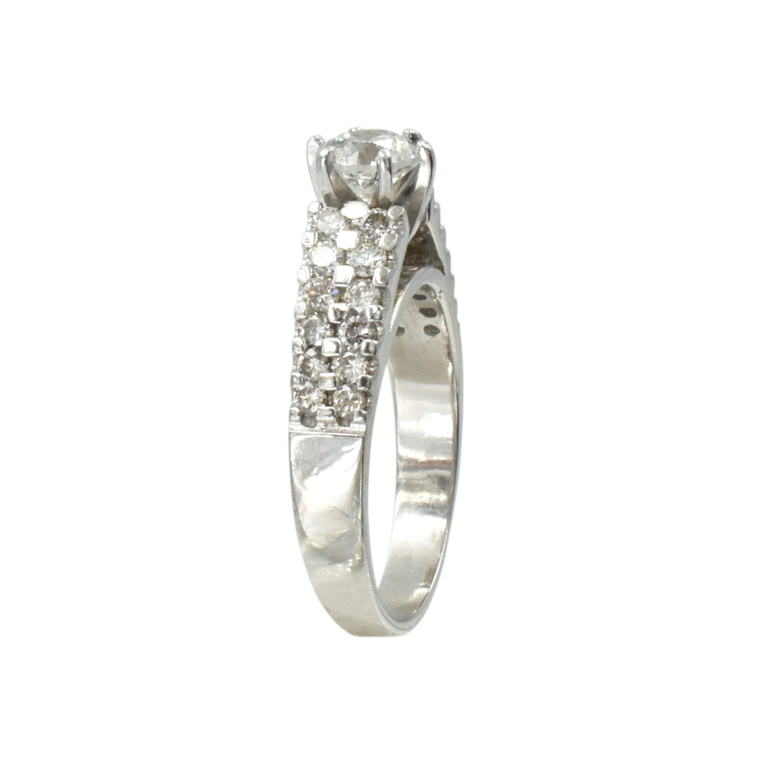0.60ct Round Brilliant Cut Diamond Engagement Ring In 14k White Gold