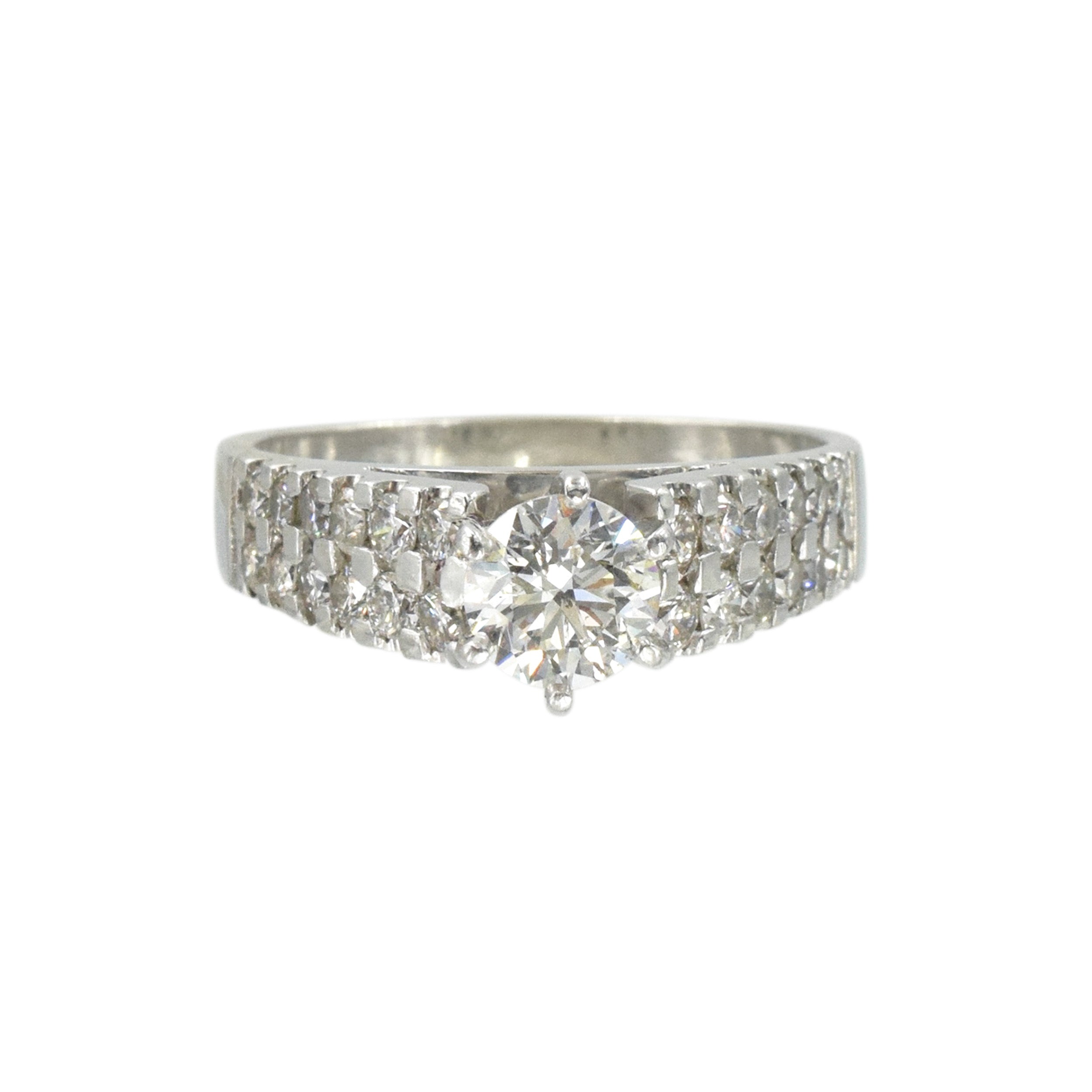0.60ct Round Brilliant Cut Diamond Engagement Ring In 14k White Gold
