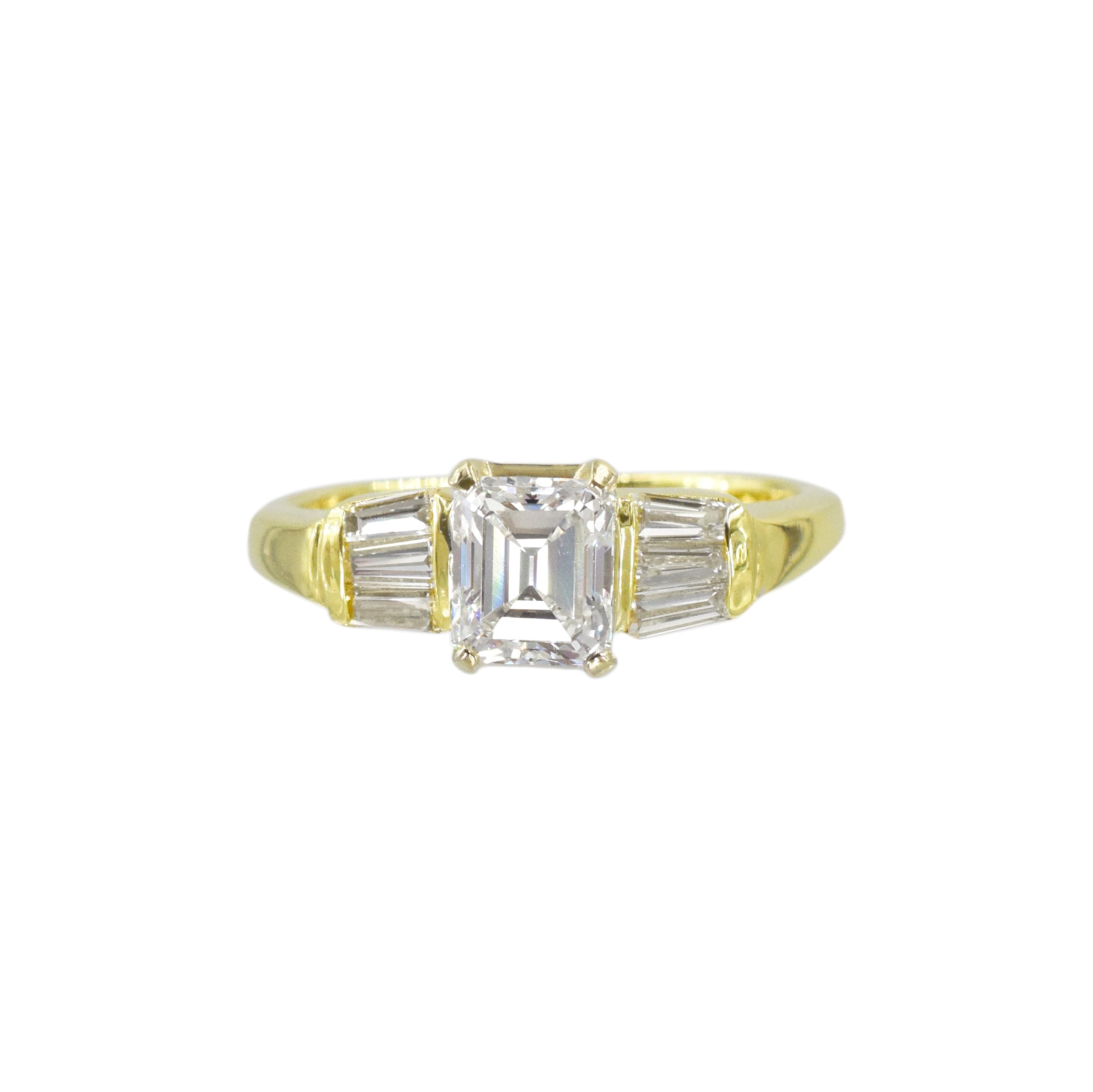 1.03ct Emerald Cut Diamond Engagement Ring In 18k Two-Tone Gold