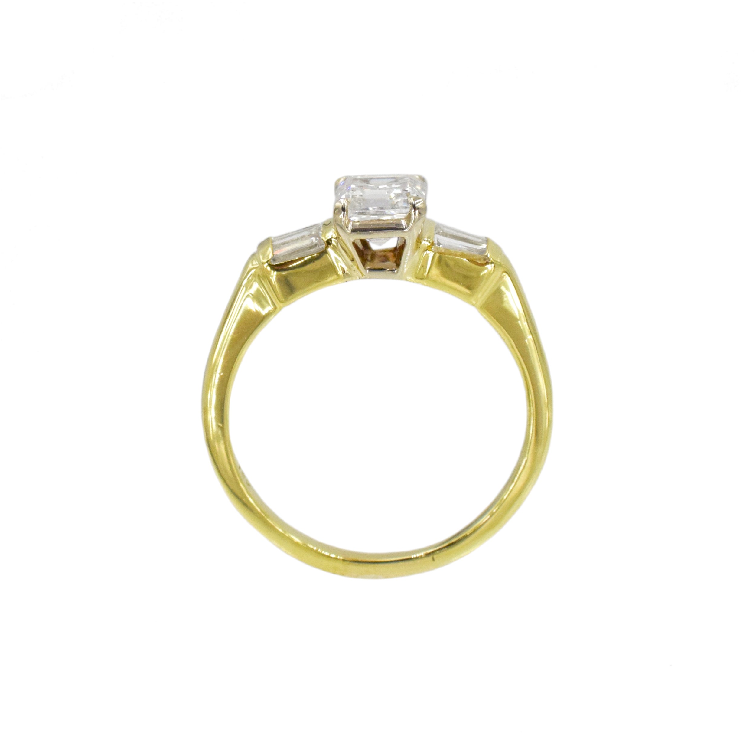 1.03ct Emerald Cut Diamond Engagement Ring In 18k Two-Tone Gold