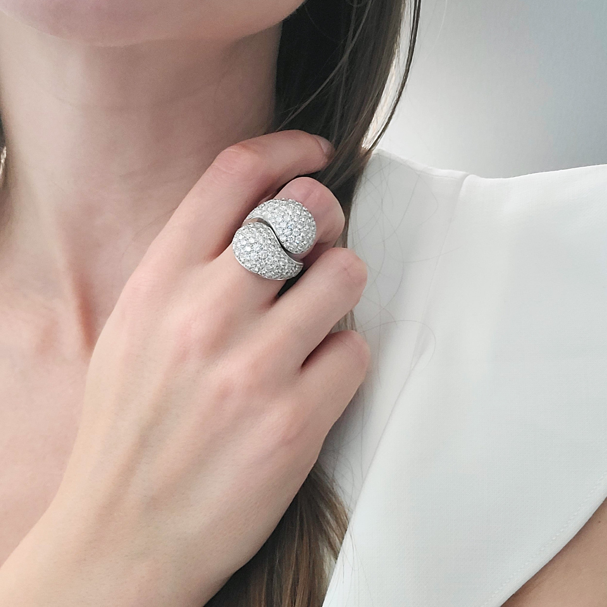 Cartier Diamond "Le Yin et Le Yang" Ring In 18k White Gold