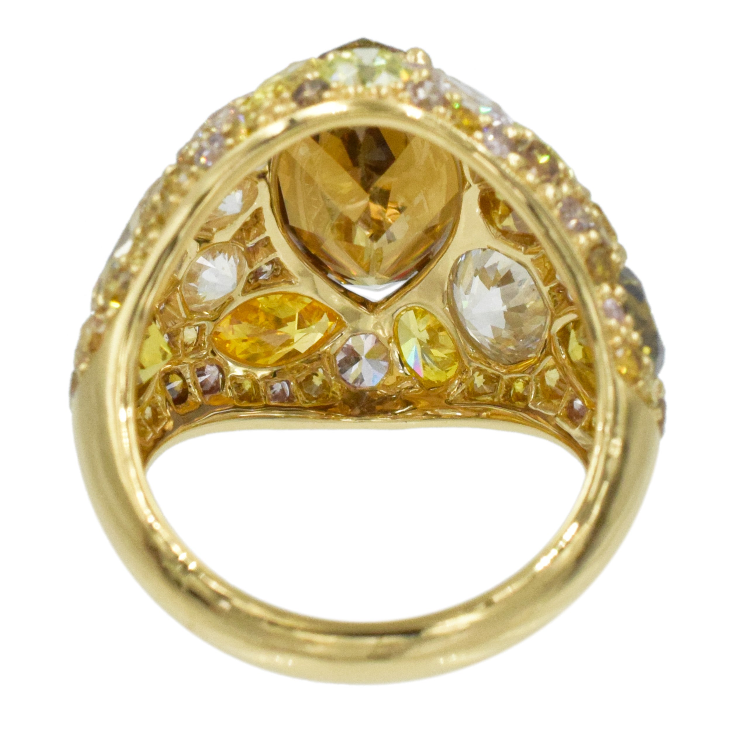 Colored Diamond and 18k Yellow Gold Ring