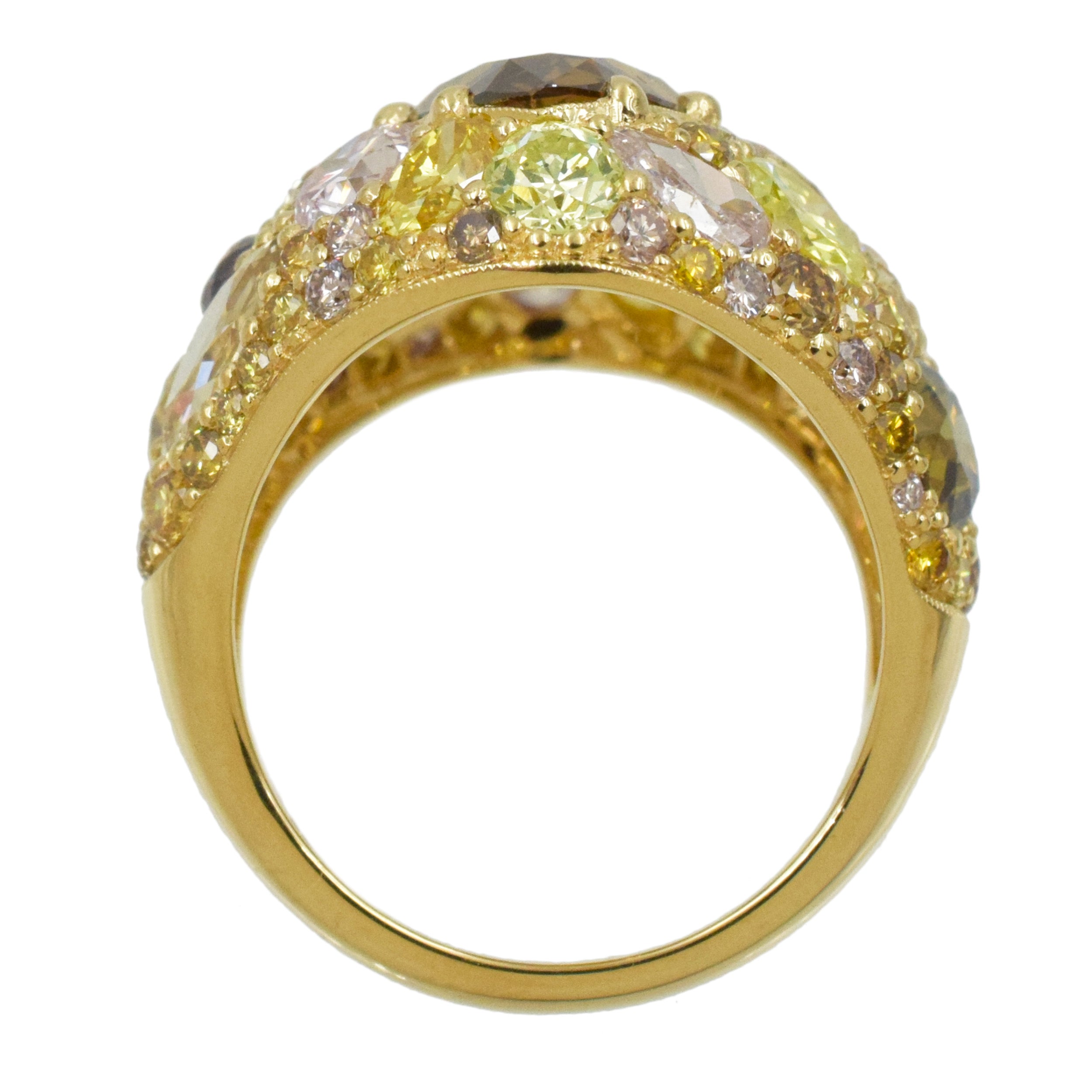 Colored Diamond and 18k Yellow Gold Ring
