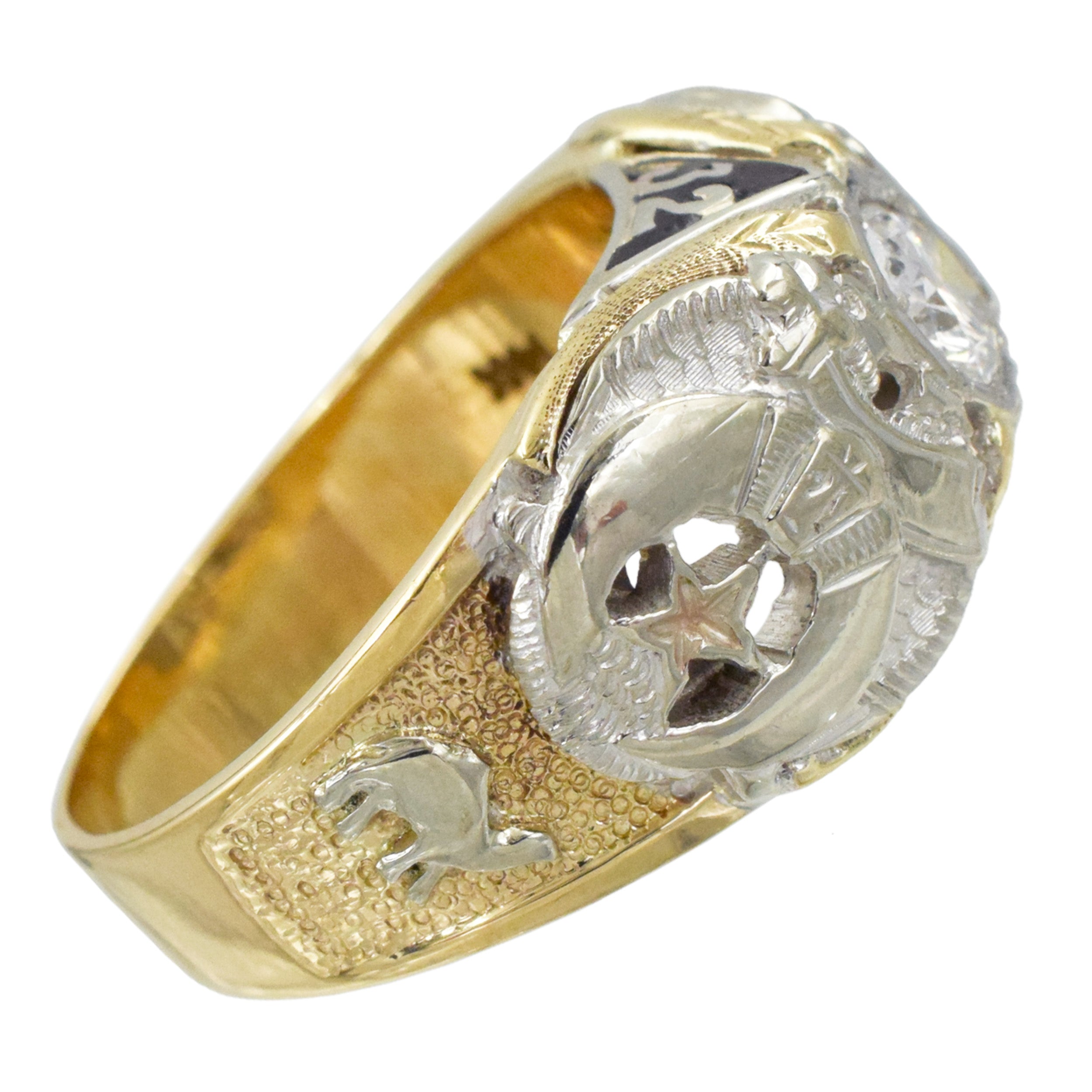 32nd Degree Scottish Rite Masonic Diamond Ring In 14k Two-Tone Gold