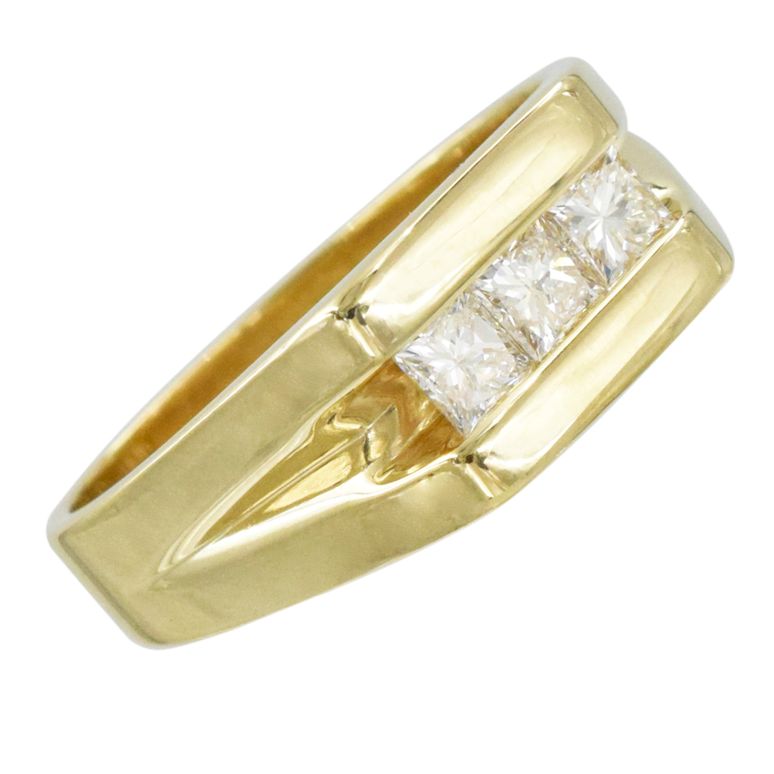 Princess Cut Diamond Men's Ring In 14k Yellow Gold
