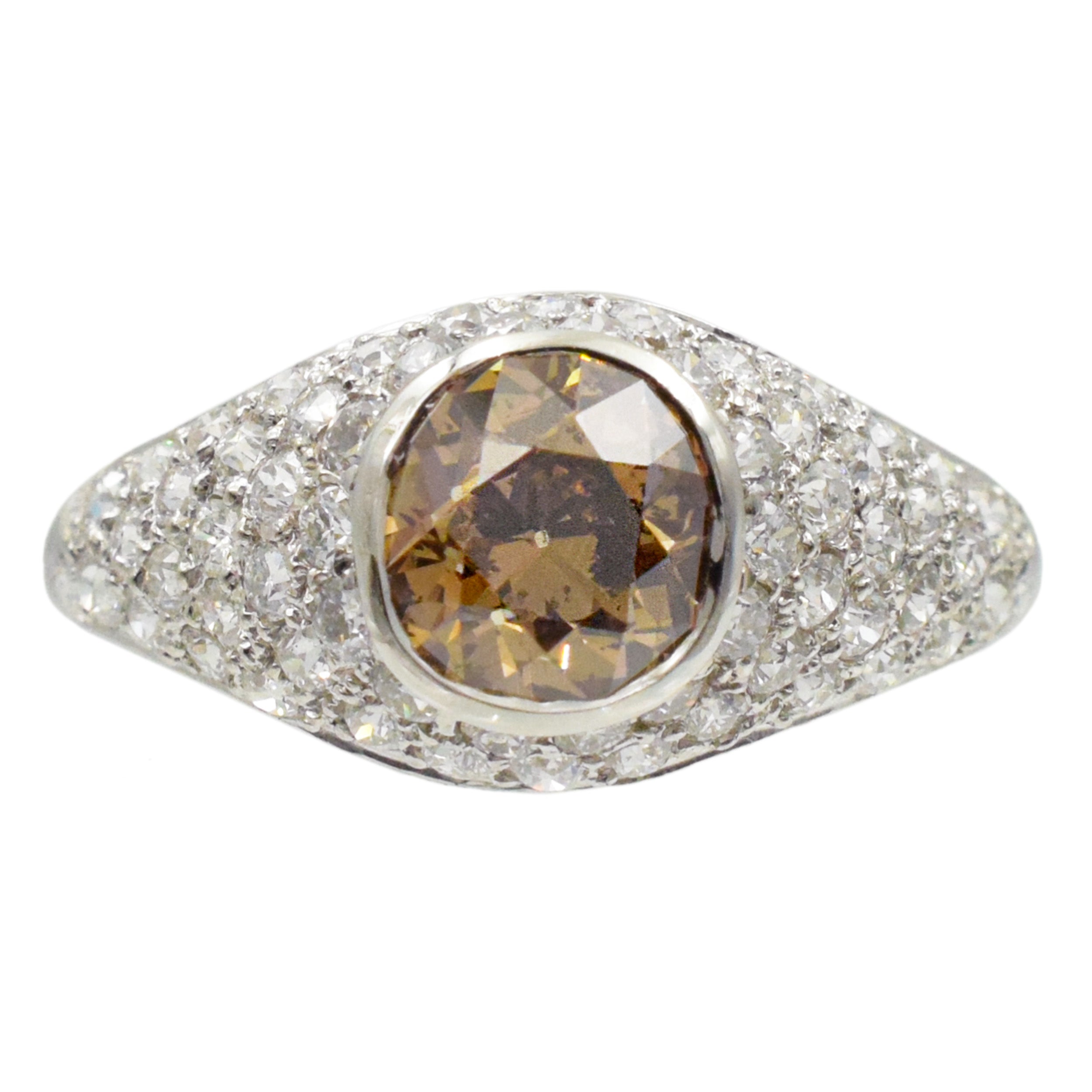 Color Diamond And White Diamond Ring In Platinum
