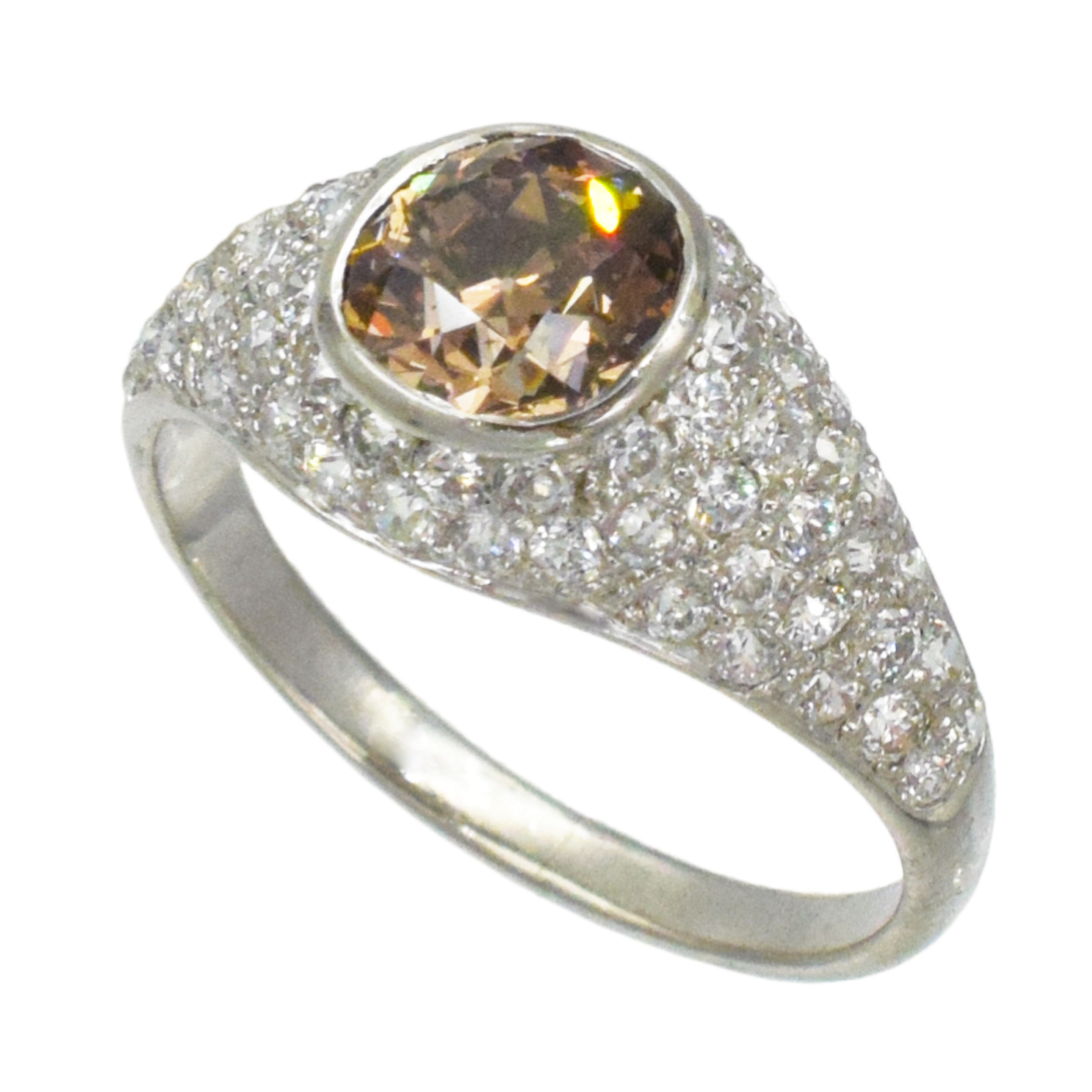 Color Diamond And White Diamond Ring In Platinum