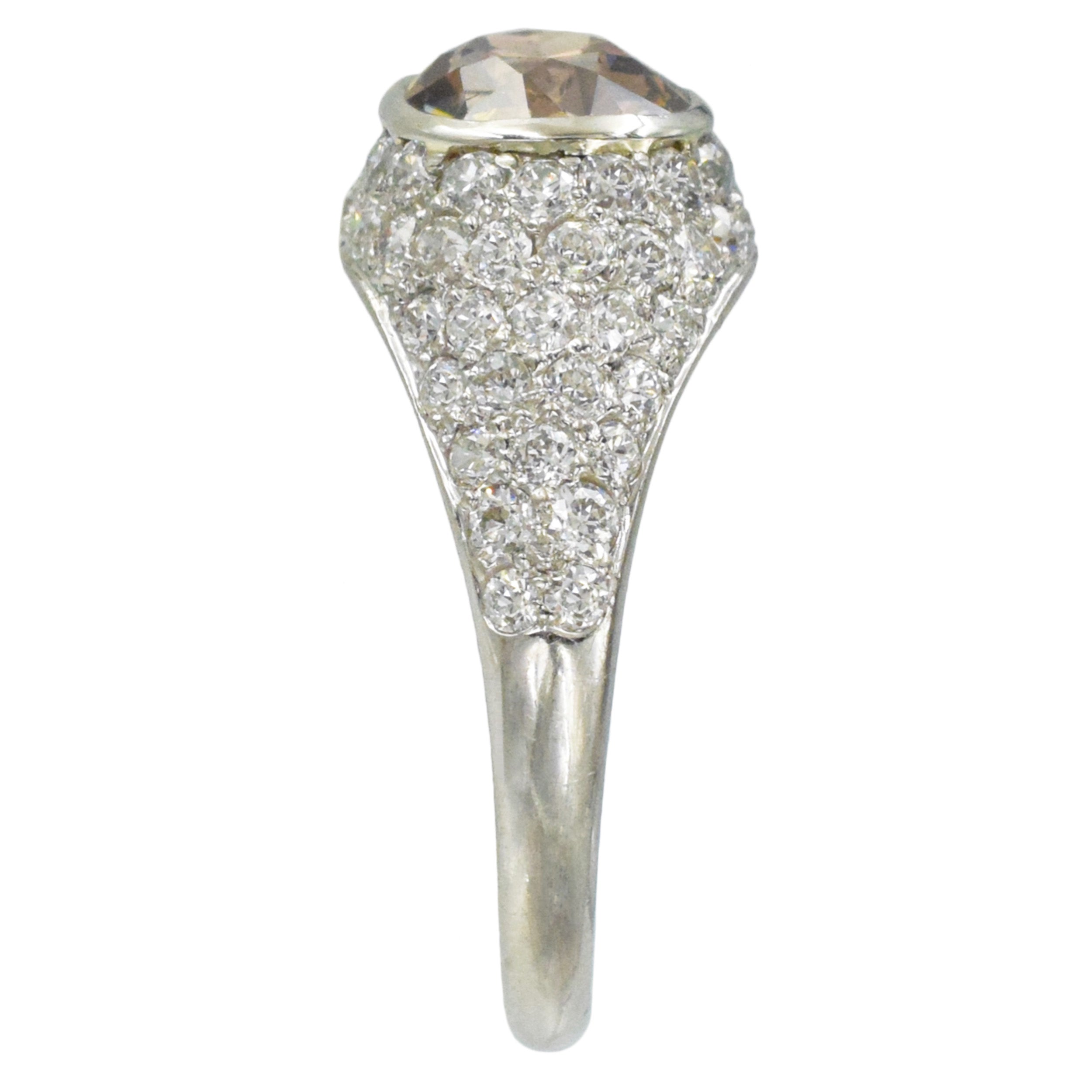 Color Diamond And White Diamond Ring In Platinum
