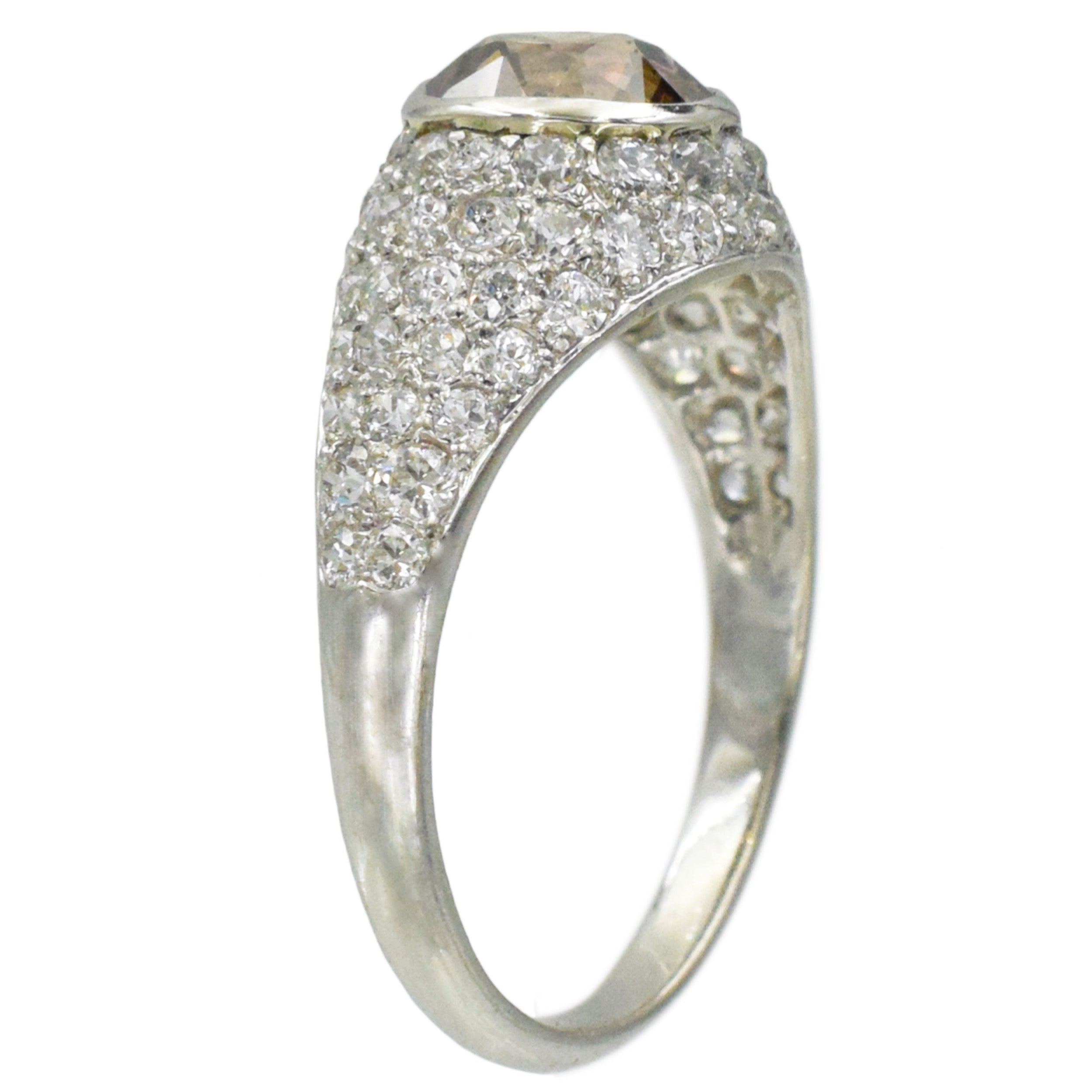 Color Diamond And White Diamond Ring In Platinum