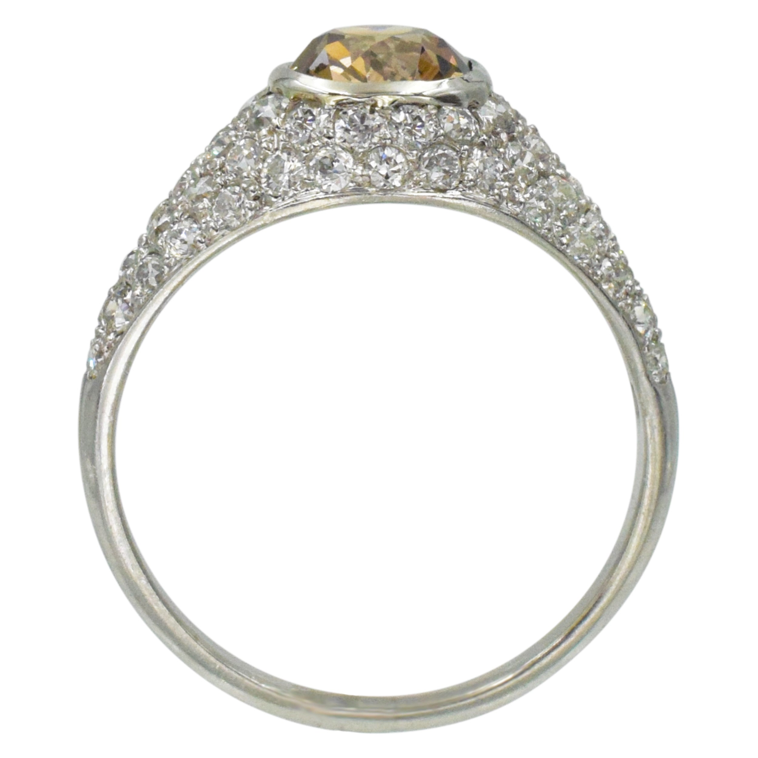 Color Diamond And White Diamond Ring In Platinum