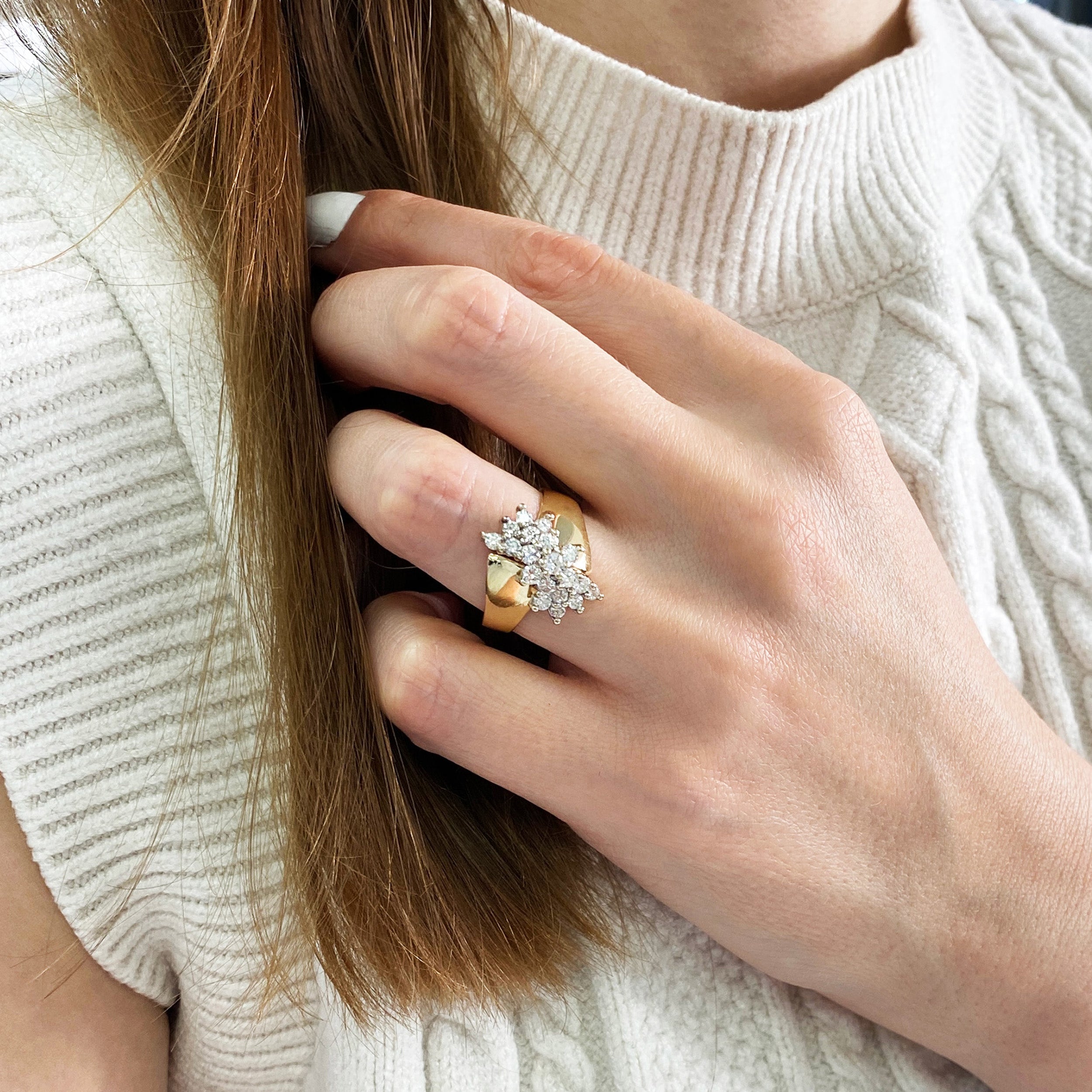 Diamond and 14k gold Cocktail Ring