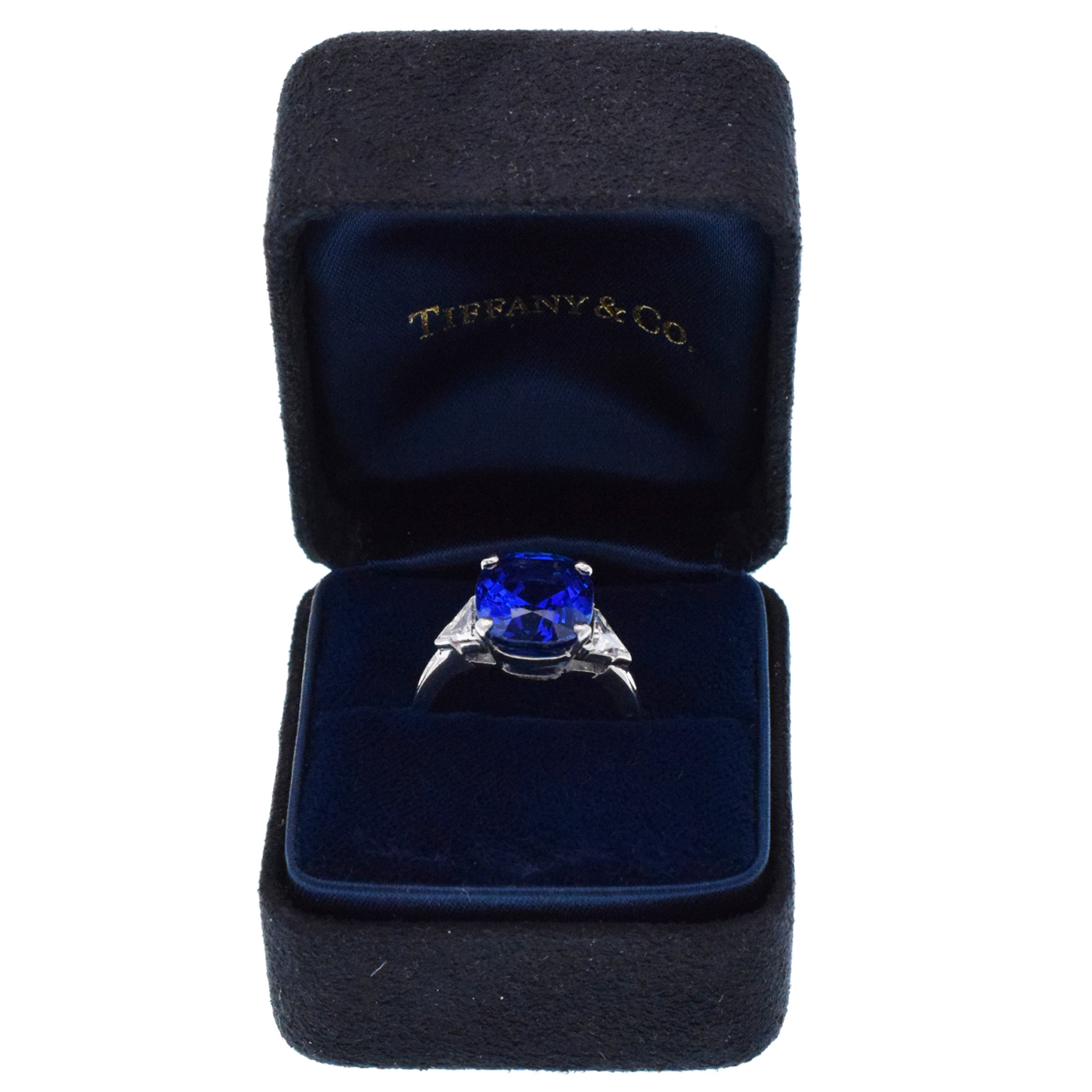 Tiffany&Co. Royal Blue Sapphire And Diamond Ring In Platinum
