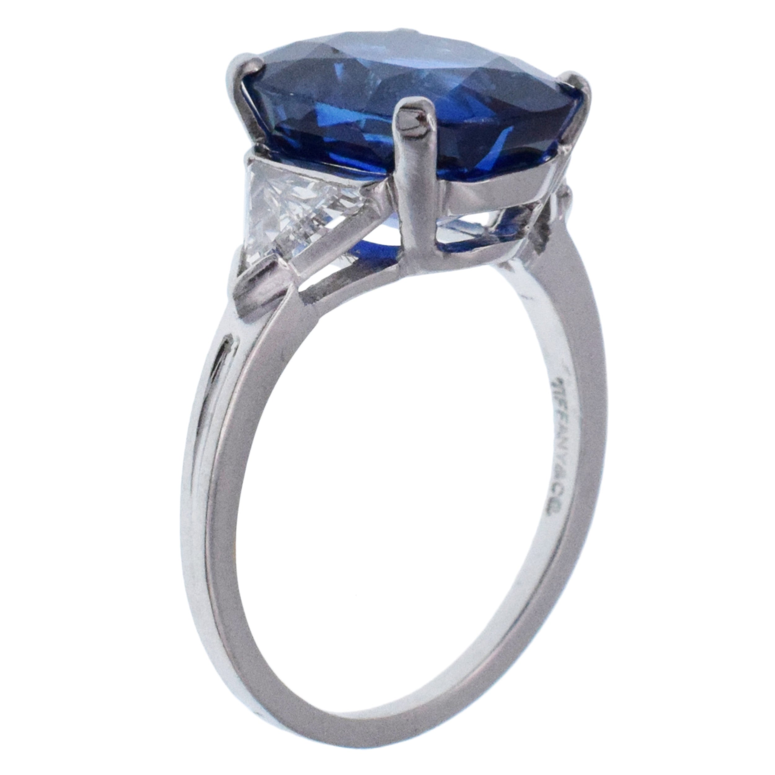 Tiffany&Co. Royal Blue Sapphire And Diamond Ring In Platinum