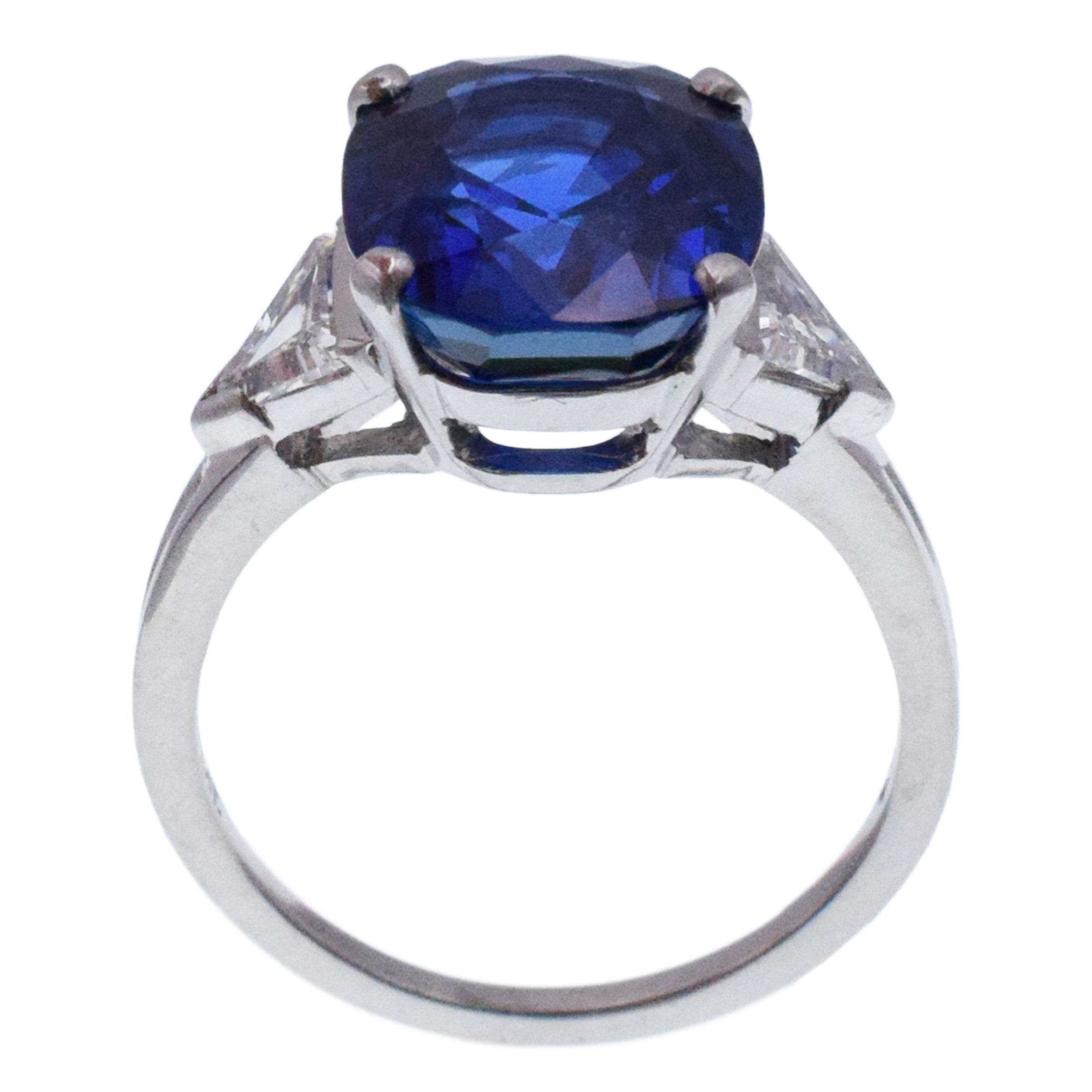 Tiffany&Co. Royal Blue Sapphire And Diamond Ring In Platinum