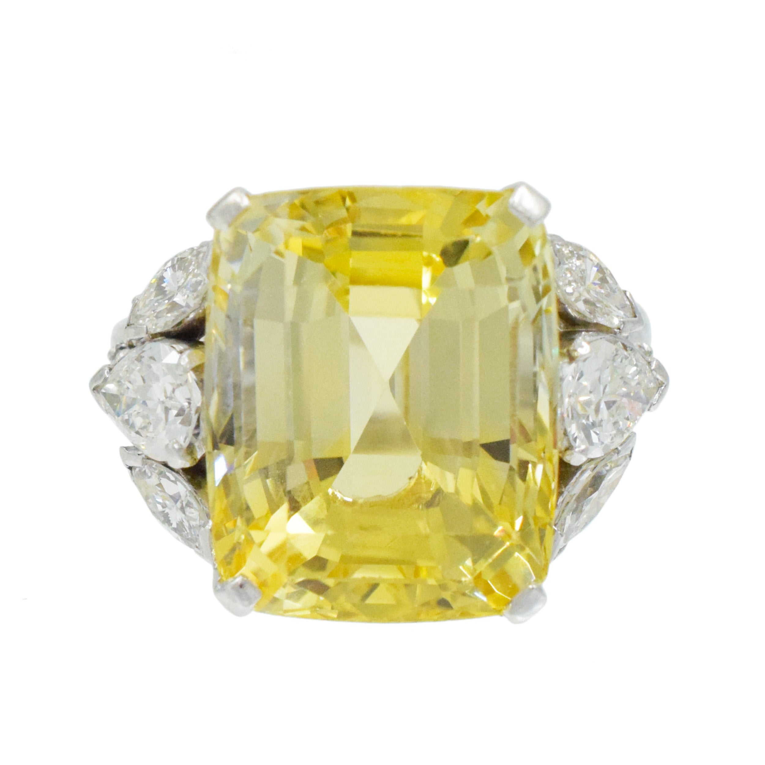 24.73ct Yellow Sapphire and Diamond Ring In Platinum