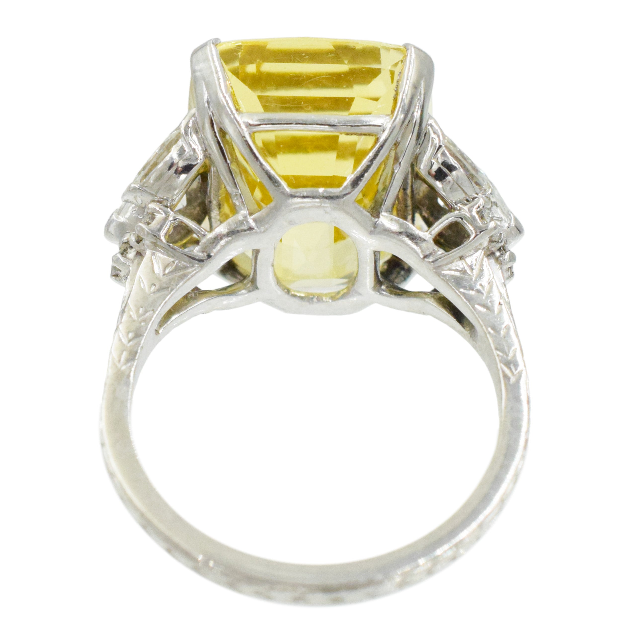24.73ct Yellow Sapphire and Diamond Ring In Platinum