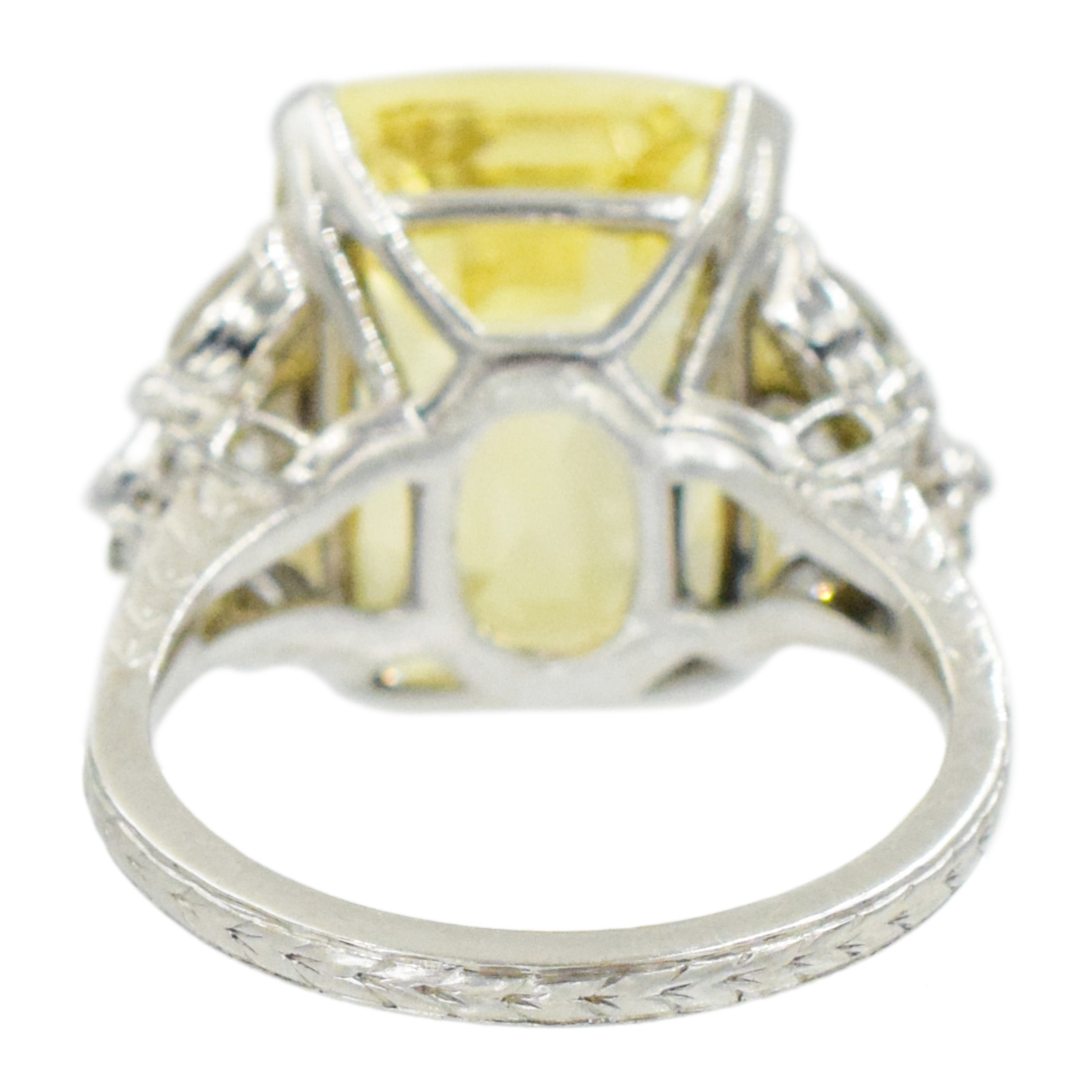 24.73ct Yellow Sapphire and Diamond Ring In Platinum