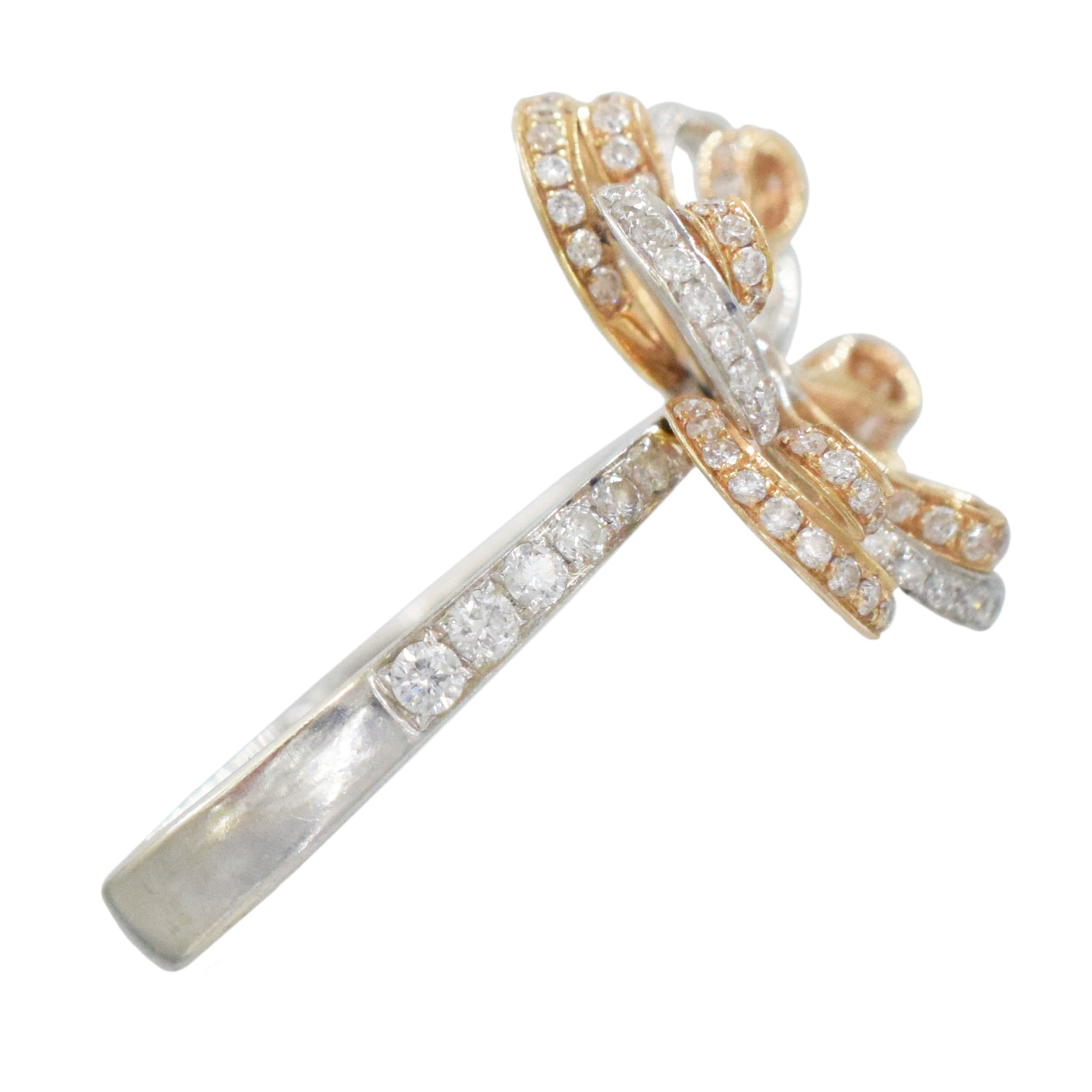 Diamond Floral Ring In 18k Multi Tone Gold