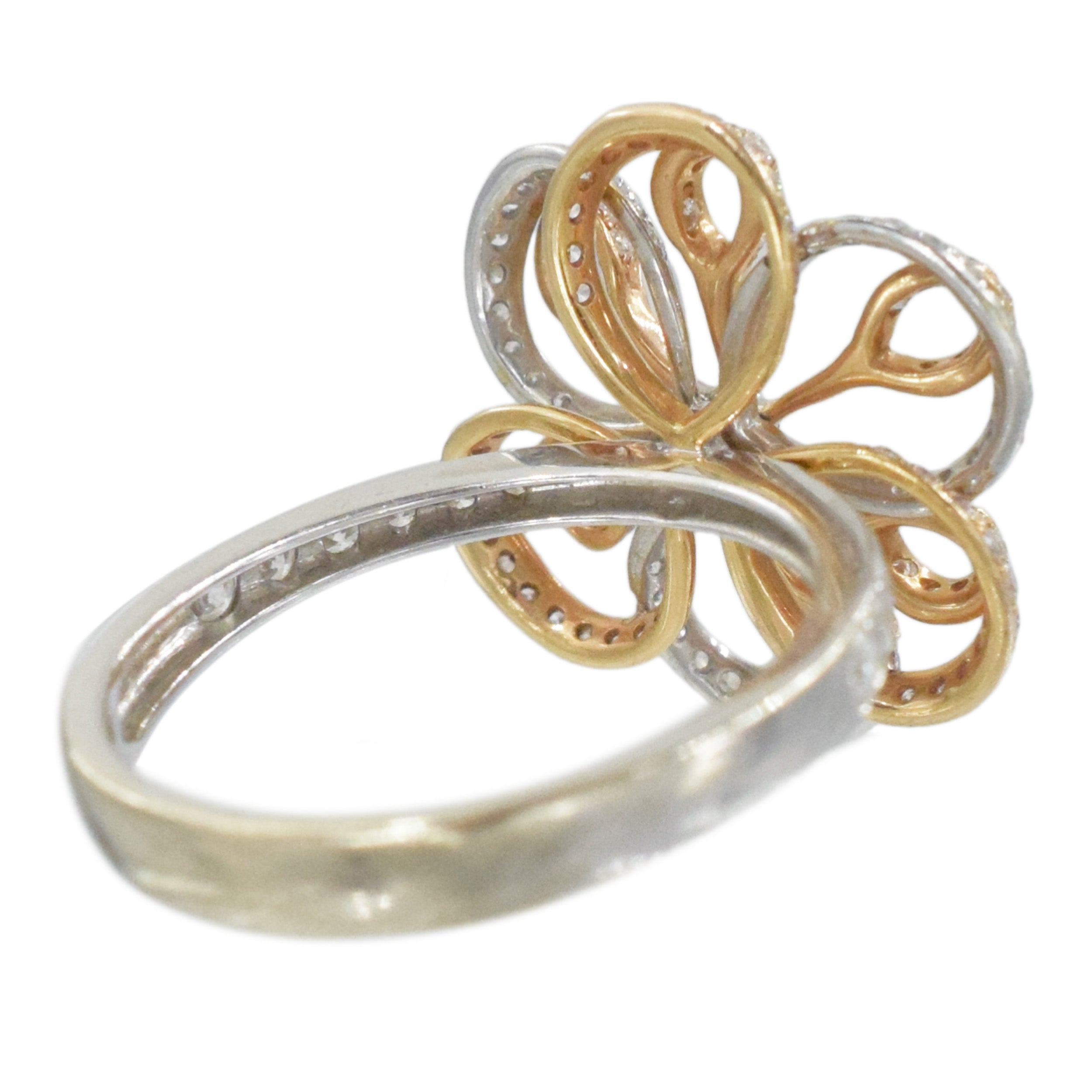 Diamond Floral Ring In 18k Multi Tone Gold