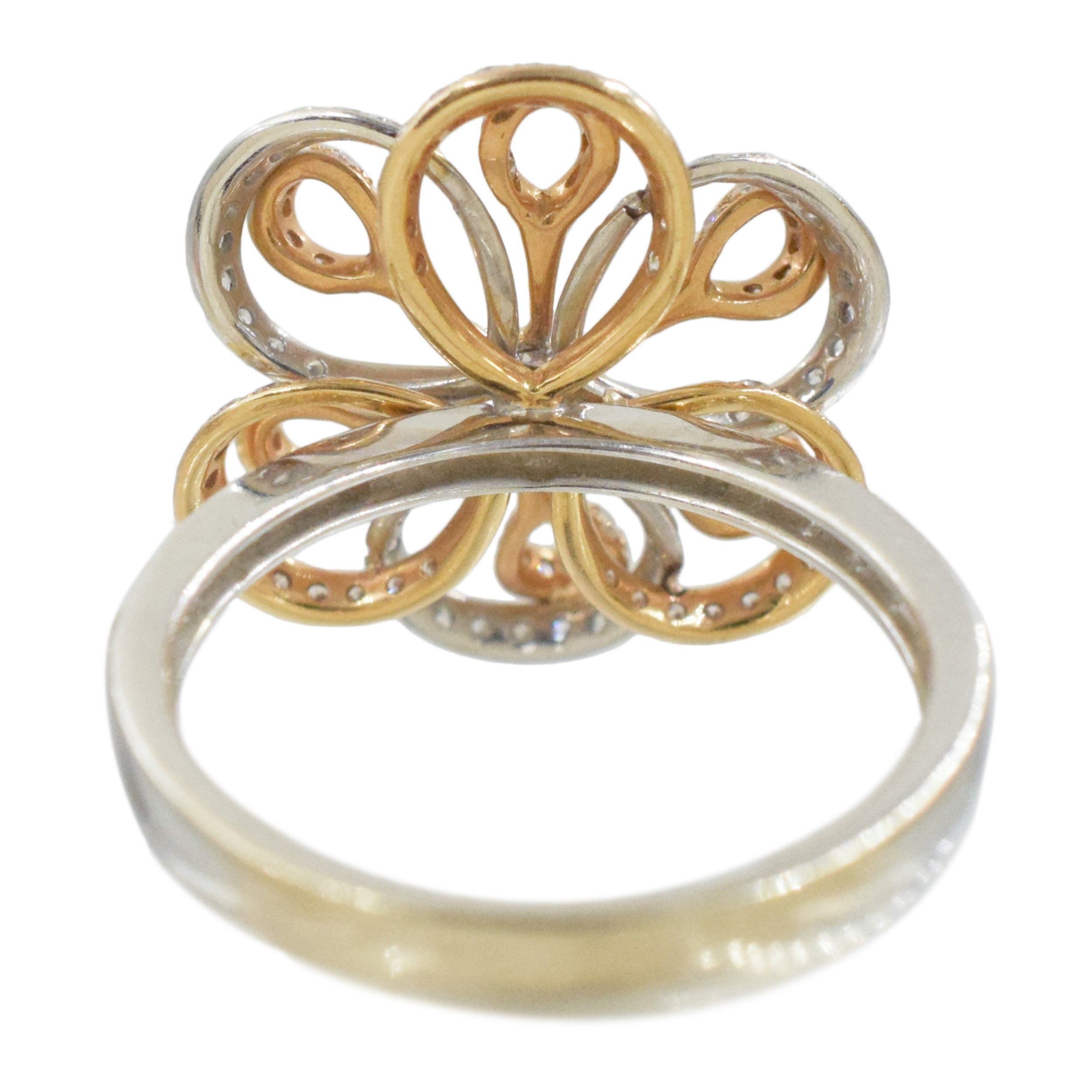 Diamond Floral Ring In 18k Multi Tone Gold