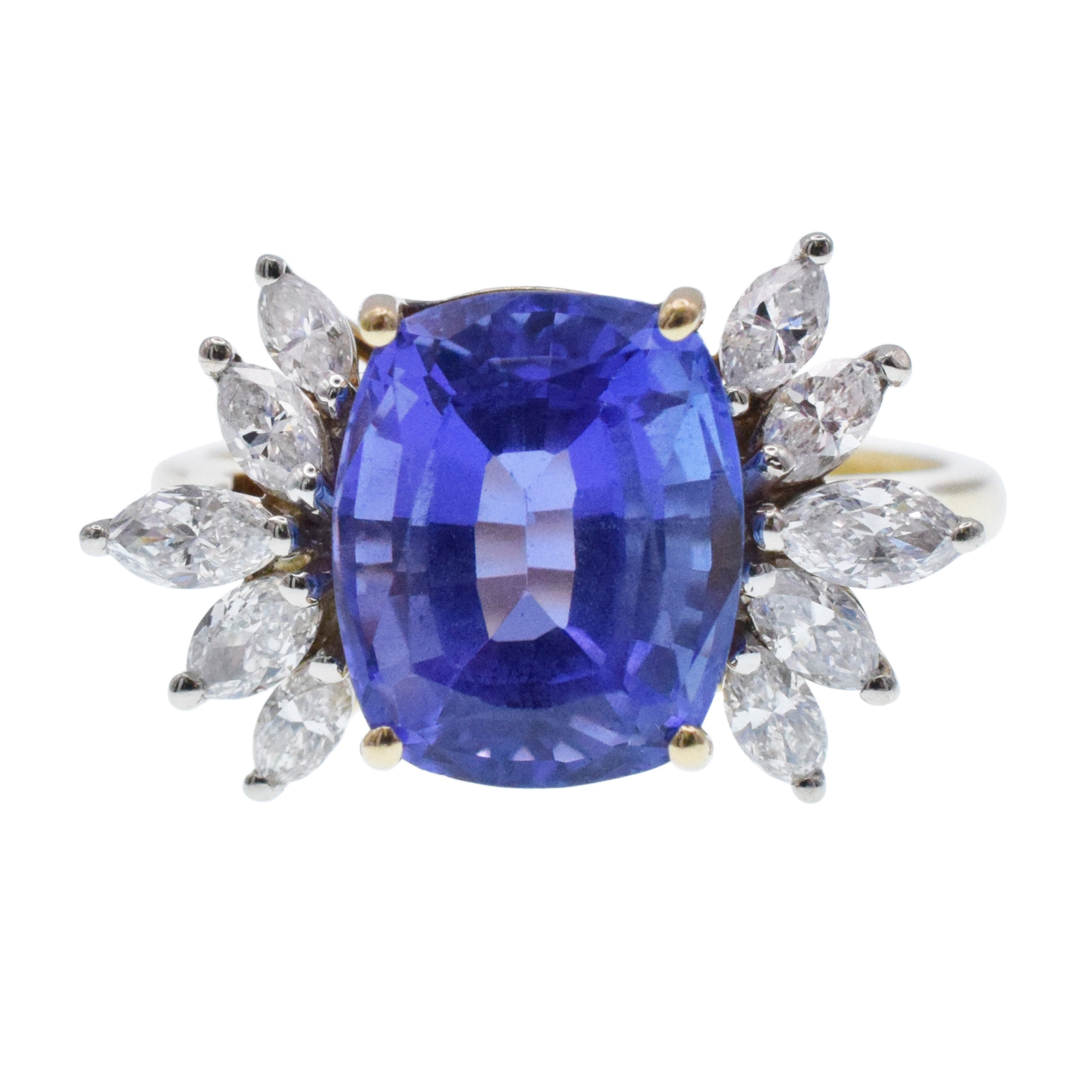 Tanzanite And Diamond Cocktail Ring In 18k Yellow Gold