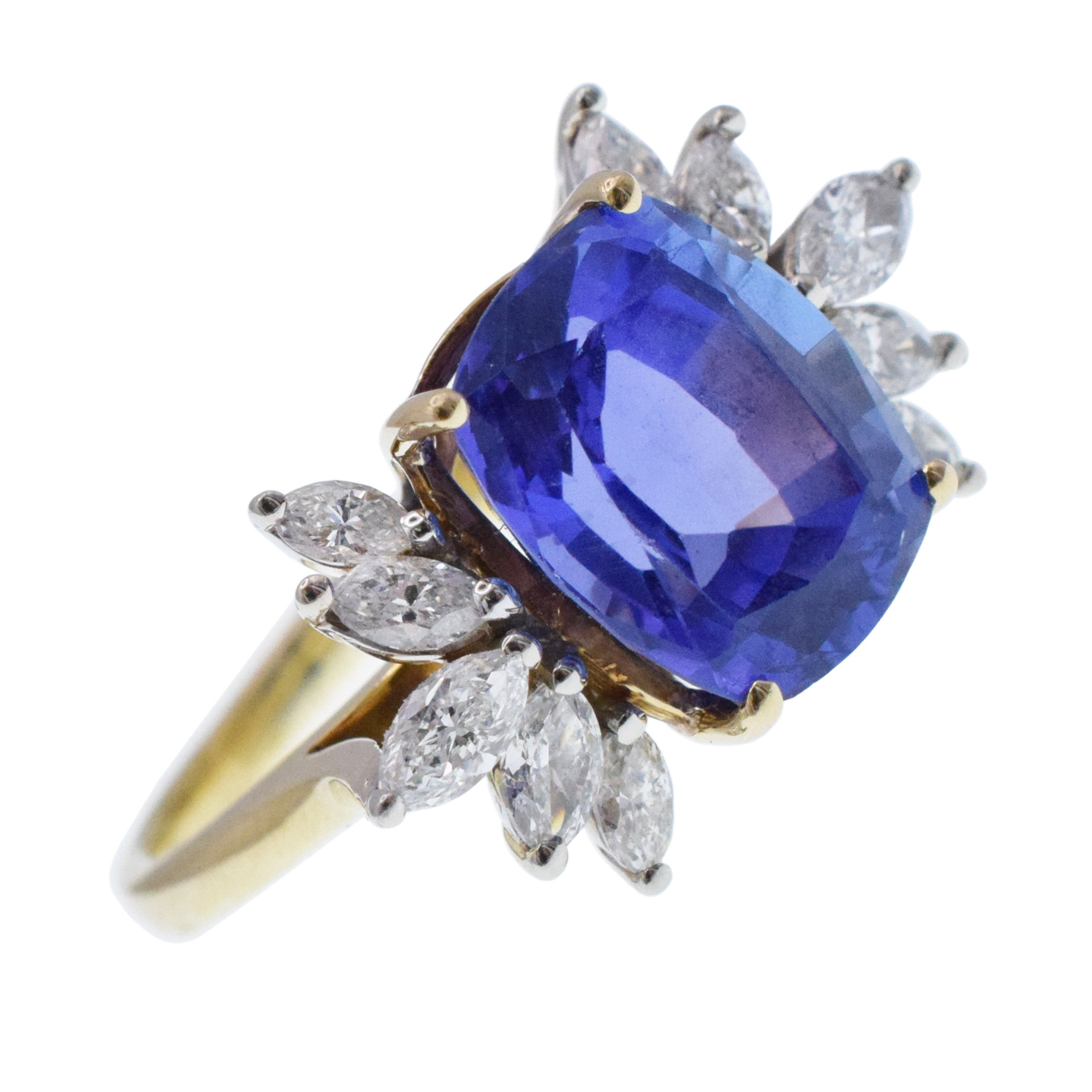 Tanzanite And Diamond Cocktail Ring In 18k Yellow Gold