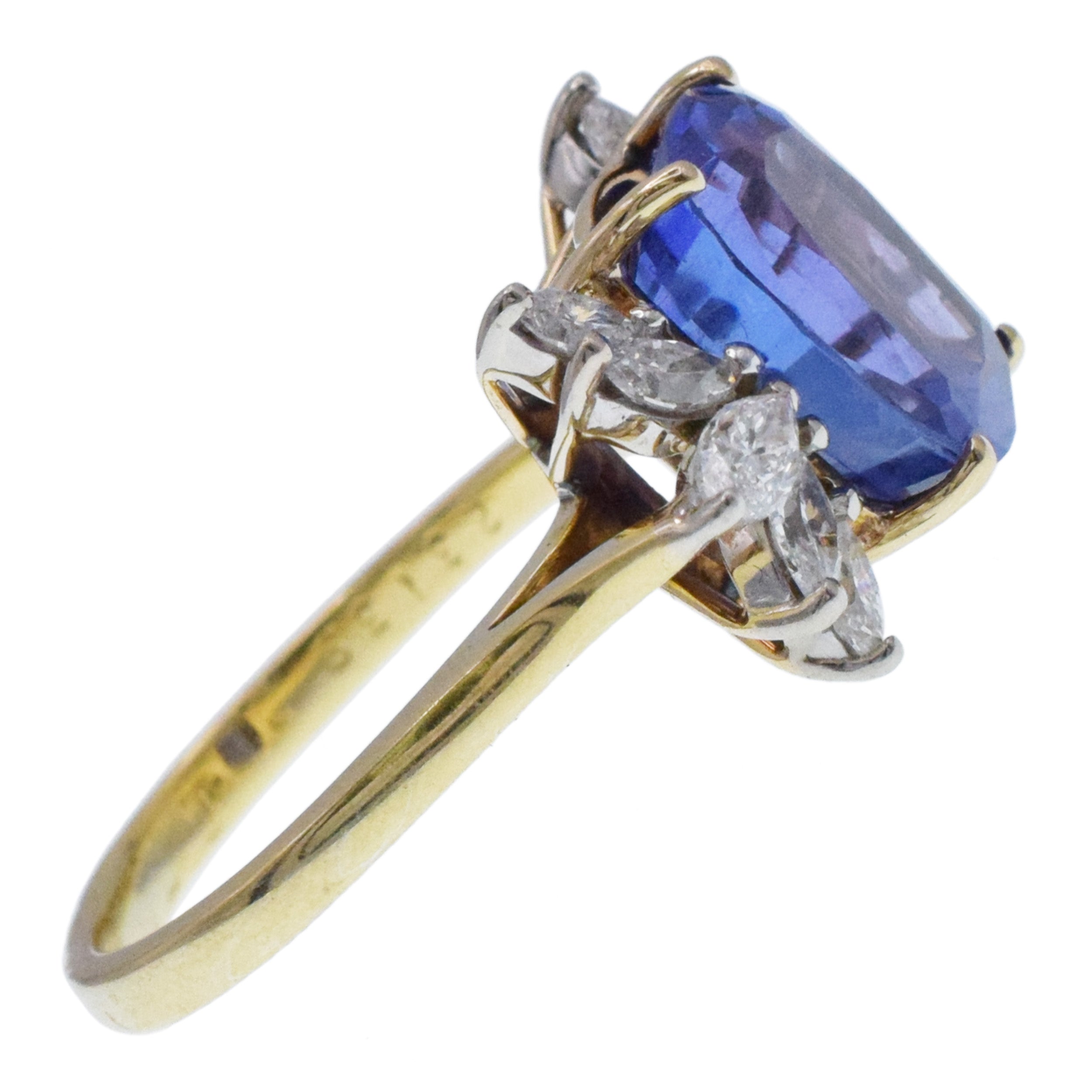 Tanzanite And Diamond Cocktail Ring In 18k Yellow Gold