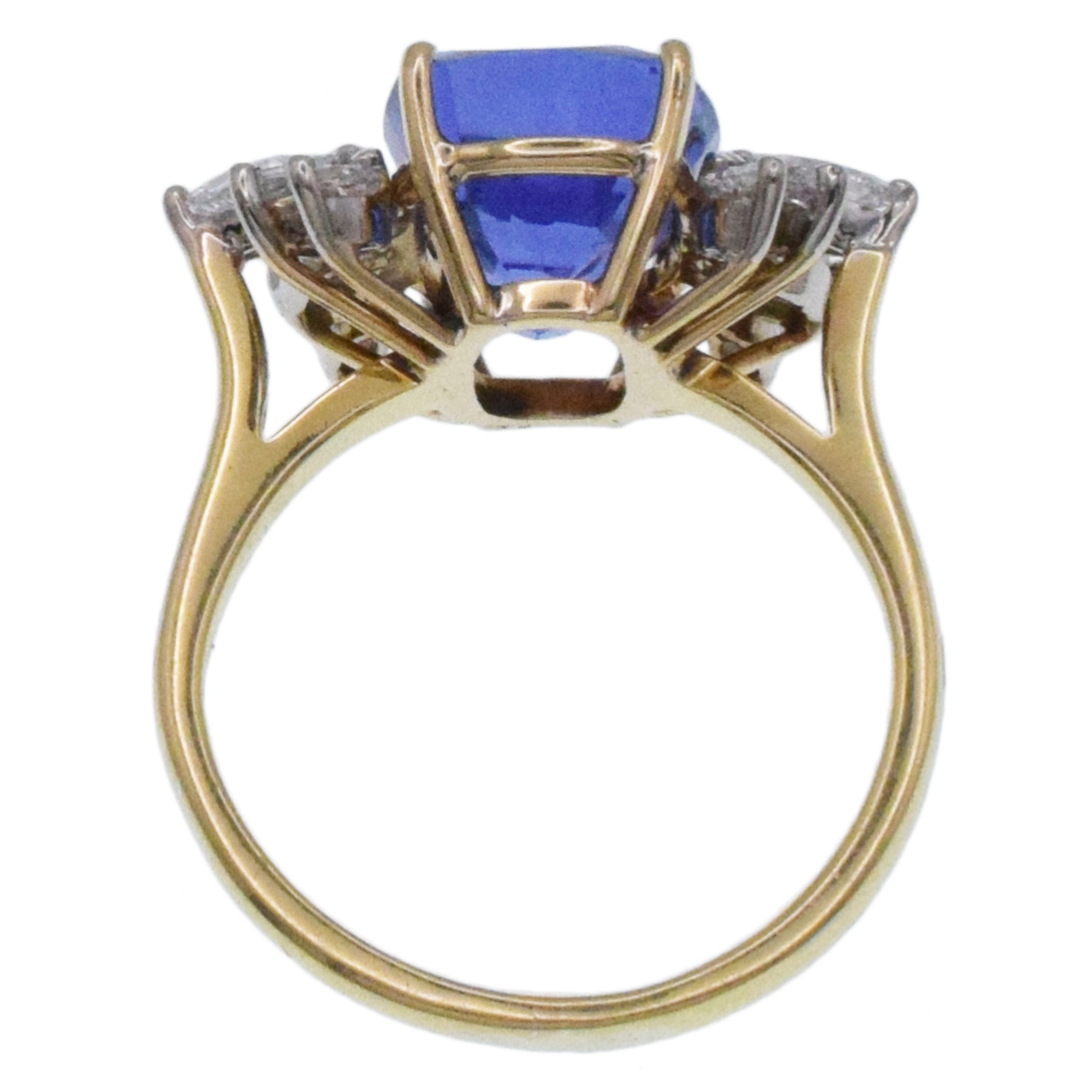 Tanzanite And Diamond Cocktail Ring In 18k Yellow Gold