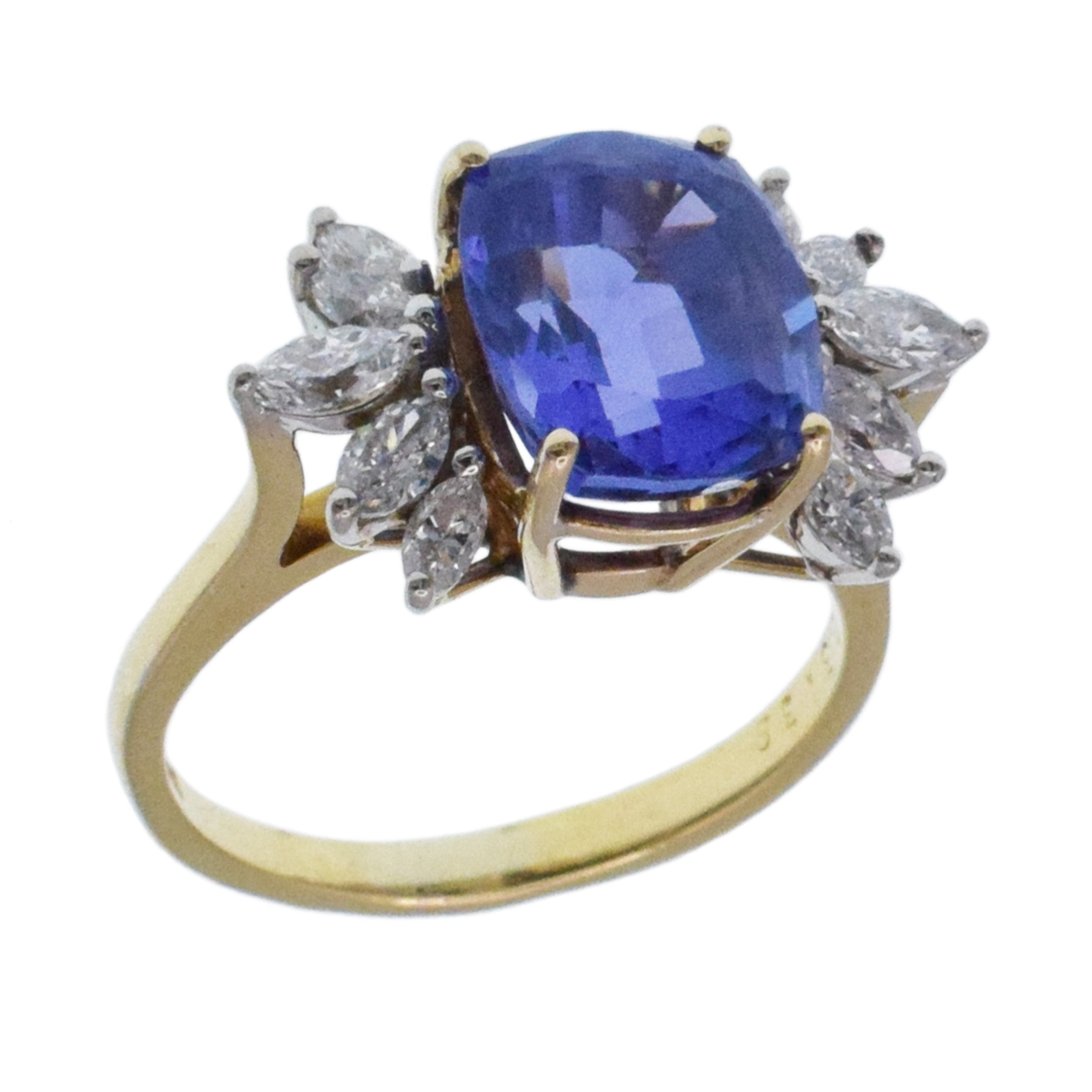 Tanzanite And Diamond Cocktail Ring In 18k Yellow Gold