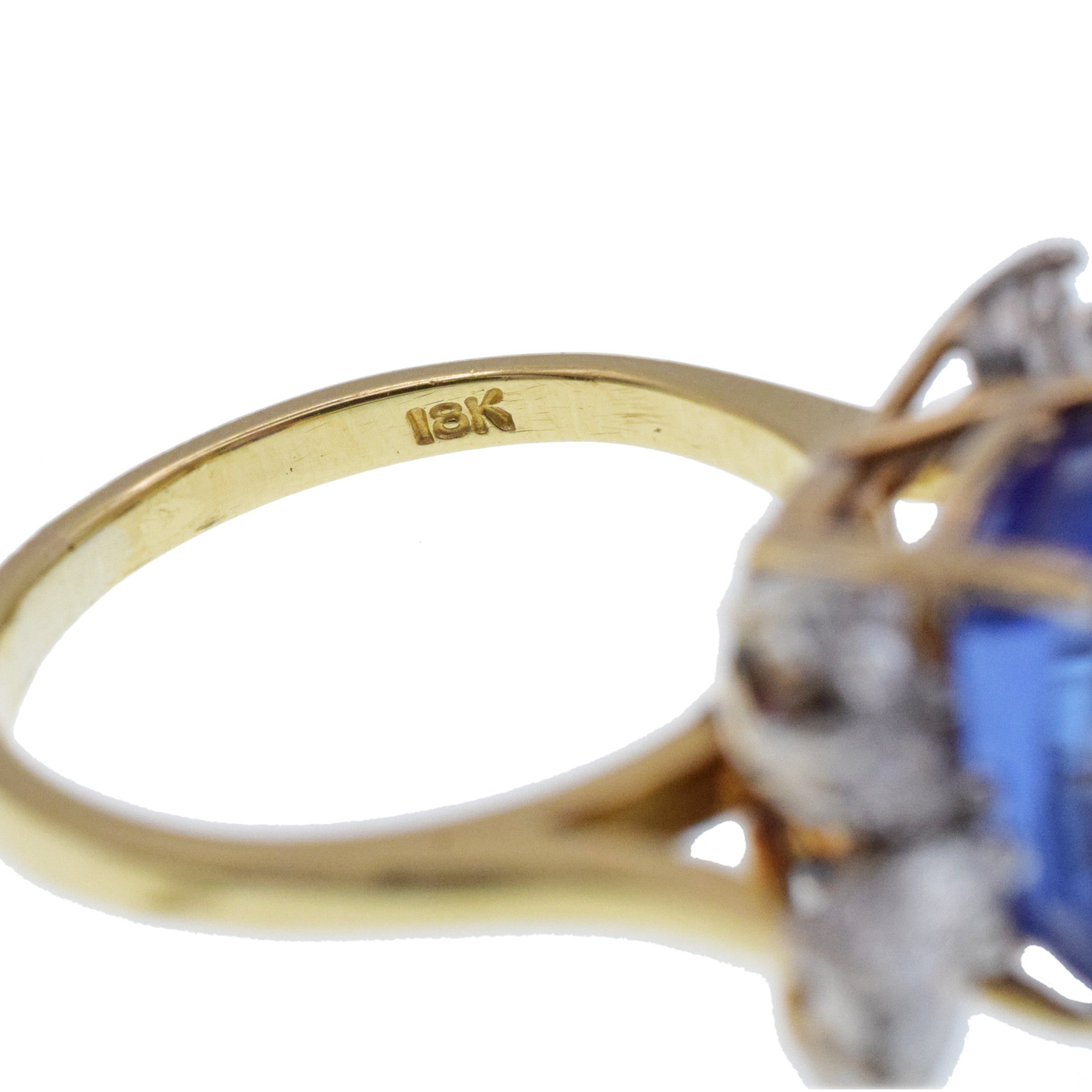 Tanzanite And Diamond Cocktail Ring In 18k Yellow Gold
